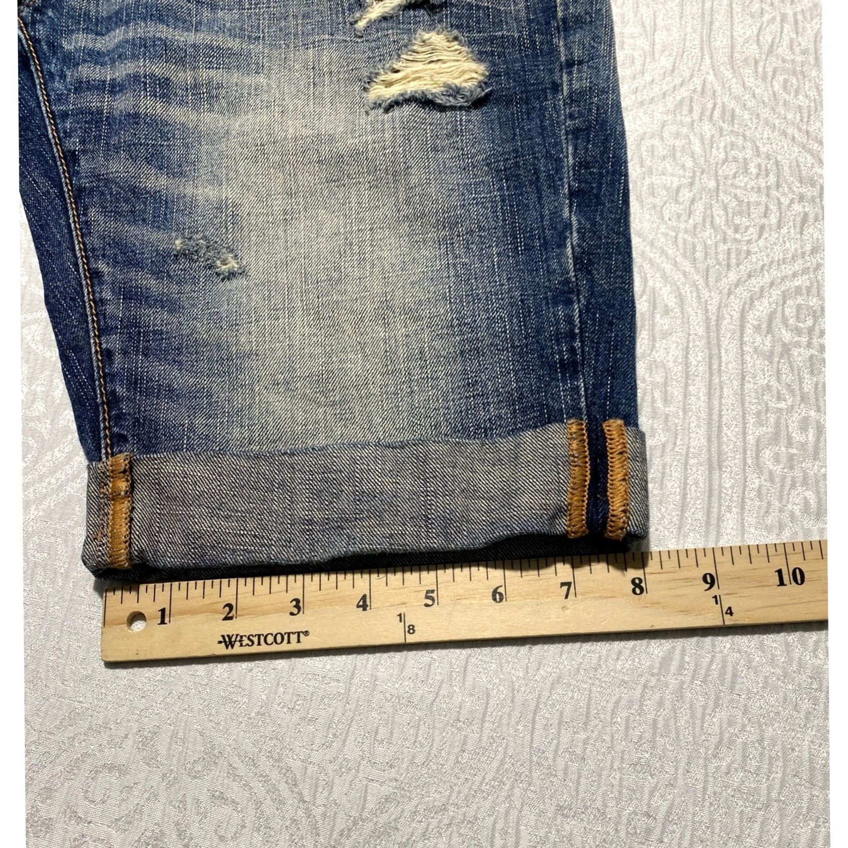 Express Express Jeans Rocco Slim Fit Low Rise Distressed Denim Shorts Mens 30 Blue Size US 30 / EU 46 - 7 Thumbnail