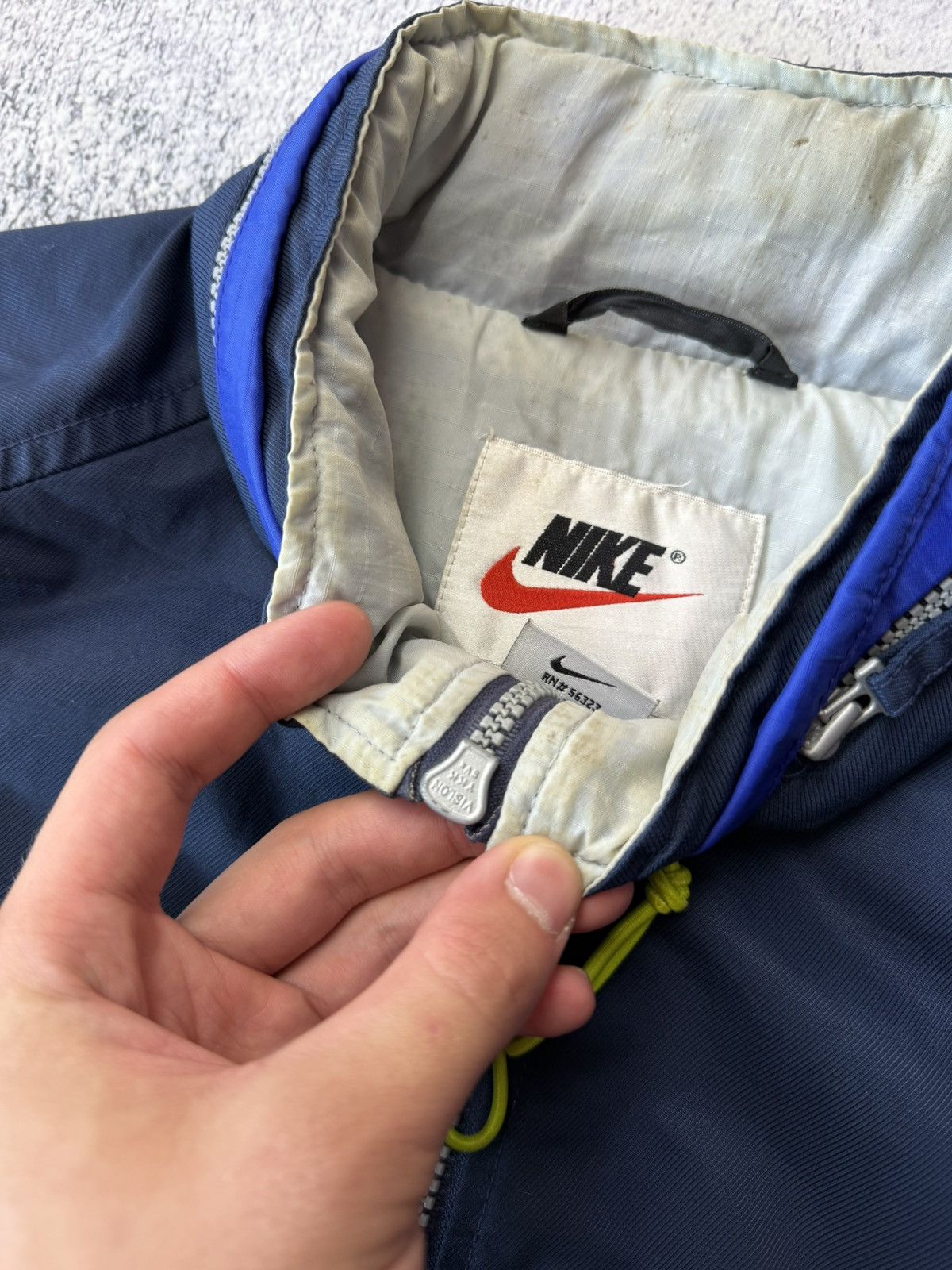 Nike Nike Vintage 90s Big SWOOSH Logos Navy/Blue Nylon Jacket Size US L / EU 52-54 / 3 - 11 Thumbnail