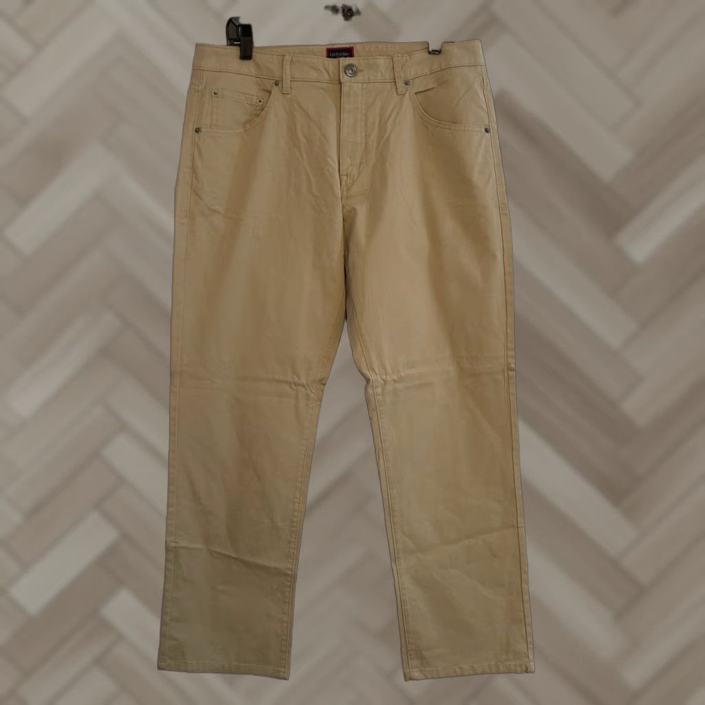 UNTUCKit UNTUCKit Pants Chino Mens 34x30 Beige Relaxed Fit Straight Flat Front 5-Pocket Canvas Cotton Elastane Beig e? Size US 34 / EU 50 - 1 Thumbnail