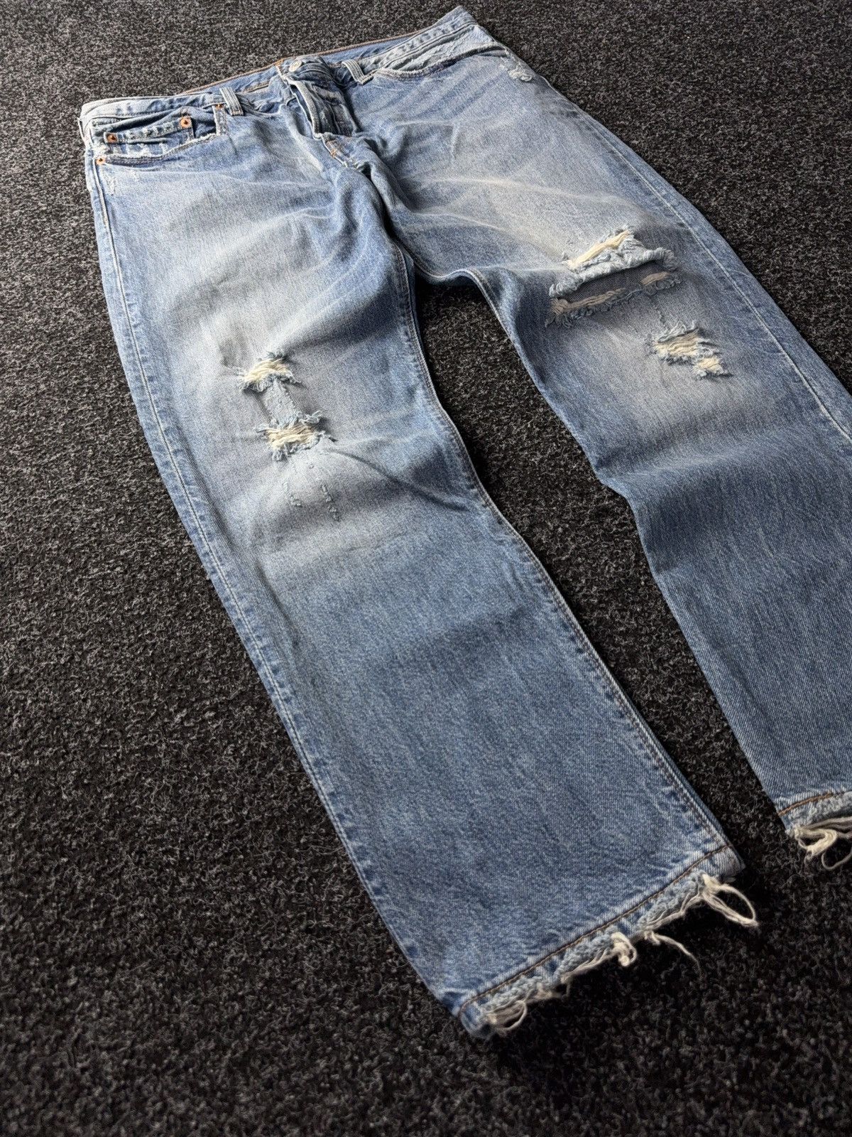 Levi's Vintage Clothing 00s 501 Levi’s Distressed Denim Pants Y2K Size US 34 / EU 50 - 2 Thumbnail