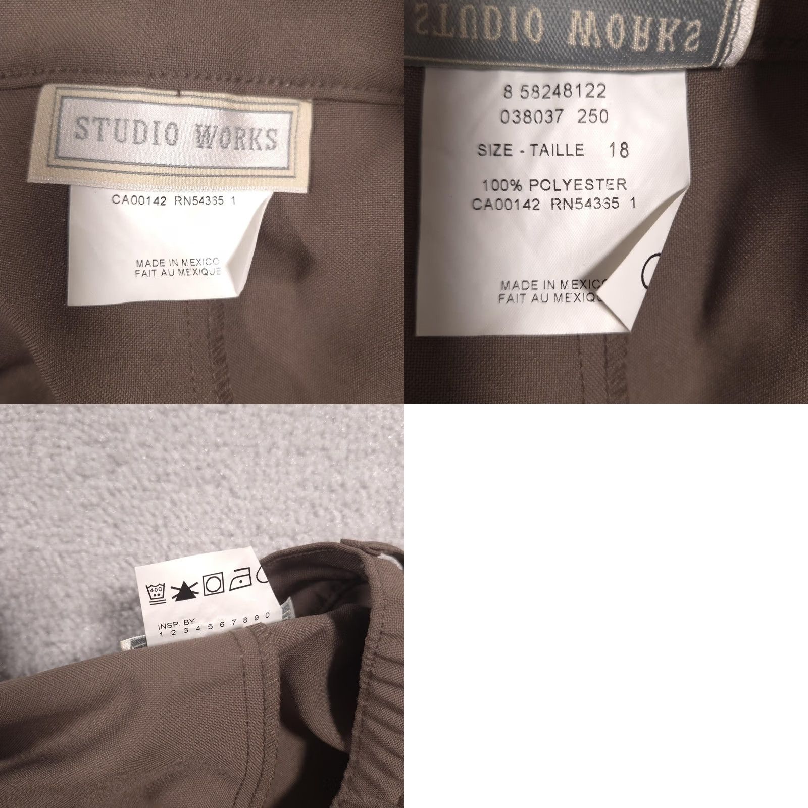 Vintage Studio Works Pants Womens 18 Beige Pleated Tapered Elastic Waist Dress Slacks Size 40" / US 18 - 9 Thumbnail
