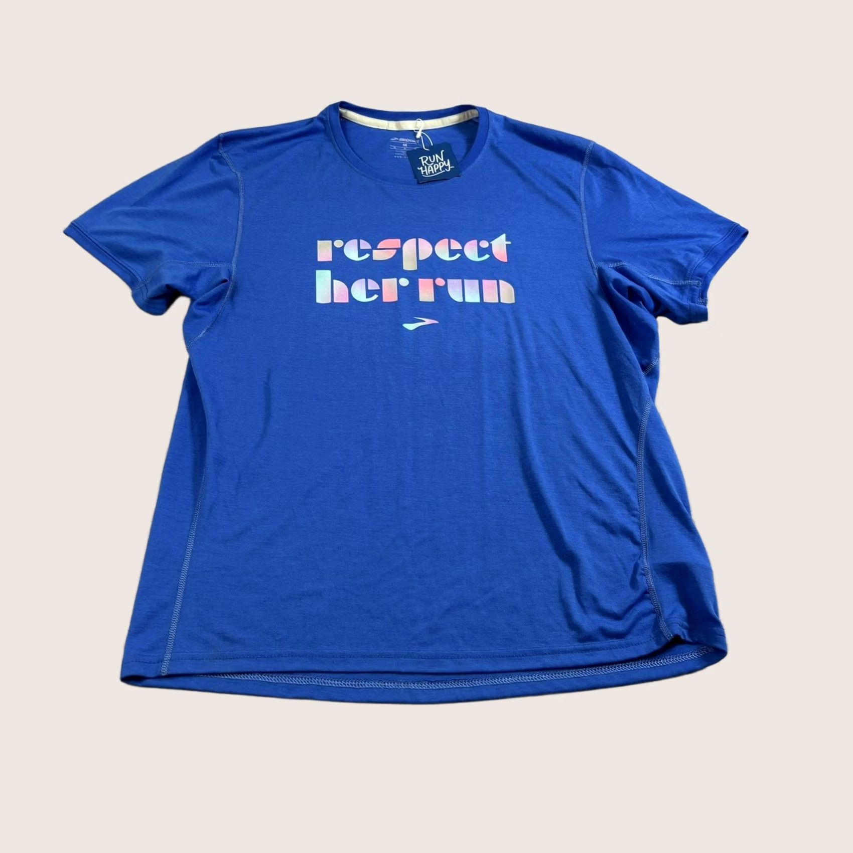 Brooks Brooks Distance Shirt Woman M Graphic Short Sleeve Blue Respect Her Run Gym Hike Size M / US 6-8 / IT 42-44 - 1 Thumbnail