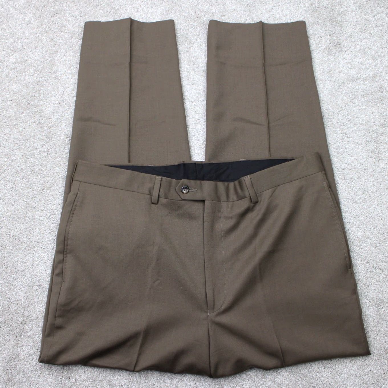 Jos. A. Bank Jos. A. Bank Dress Pants Mens 36 x 30 Brown Wool Flat Front Regular Straight Dress Pants Size US 36 / EU 52 - 2 Thumbnail