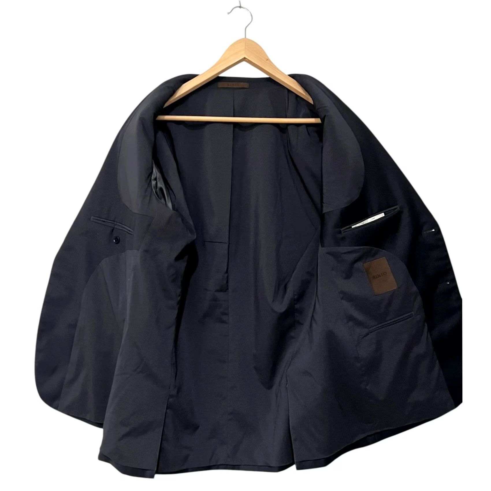 Vintage Sinio 42R Navy Blue Wool 2-Button Men Blazer Jacket Coat - Solid, Business, Party/Cocktail, Regular Size 42 Mens Blazer Size 42R - 4 Thumbnail