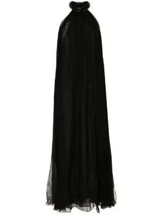 Tom Ford o1w1db10525 AB3348 Silk Maxi Dress in Black Size XS / US 0-2 / IT 36-38 - 1 Thumbnail