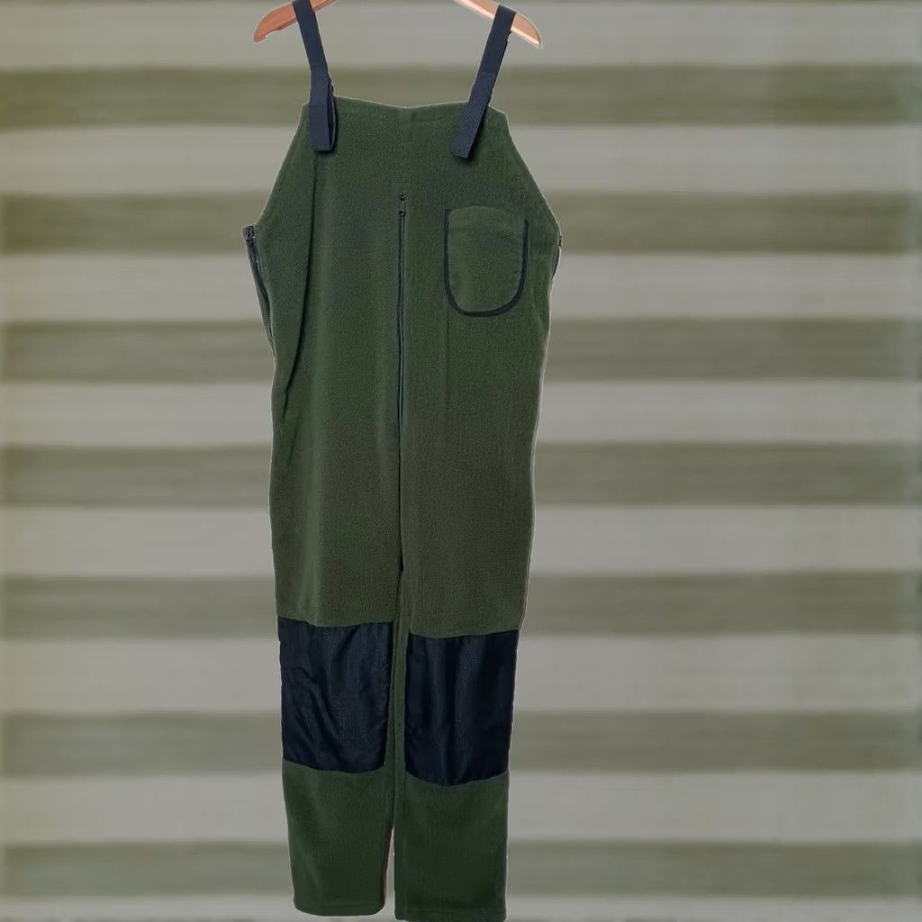 Vintage Adventure Tech Inc Bib Overalls L Men Green Fleece Knee Reinforced Zip Side Adjustable Straps 29" Inseam Snow Pants Size US 33 - 1 Thumbnail