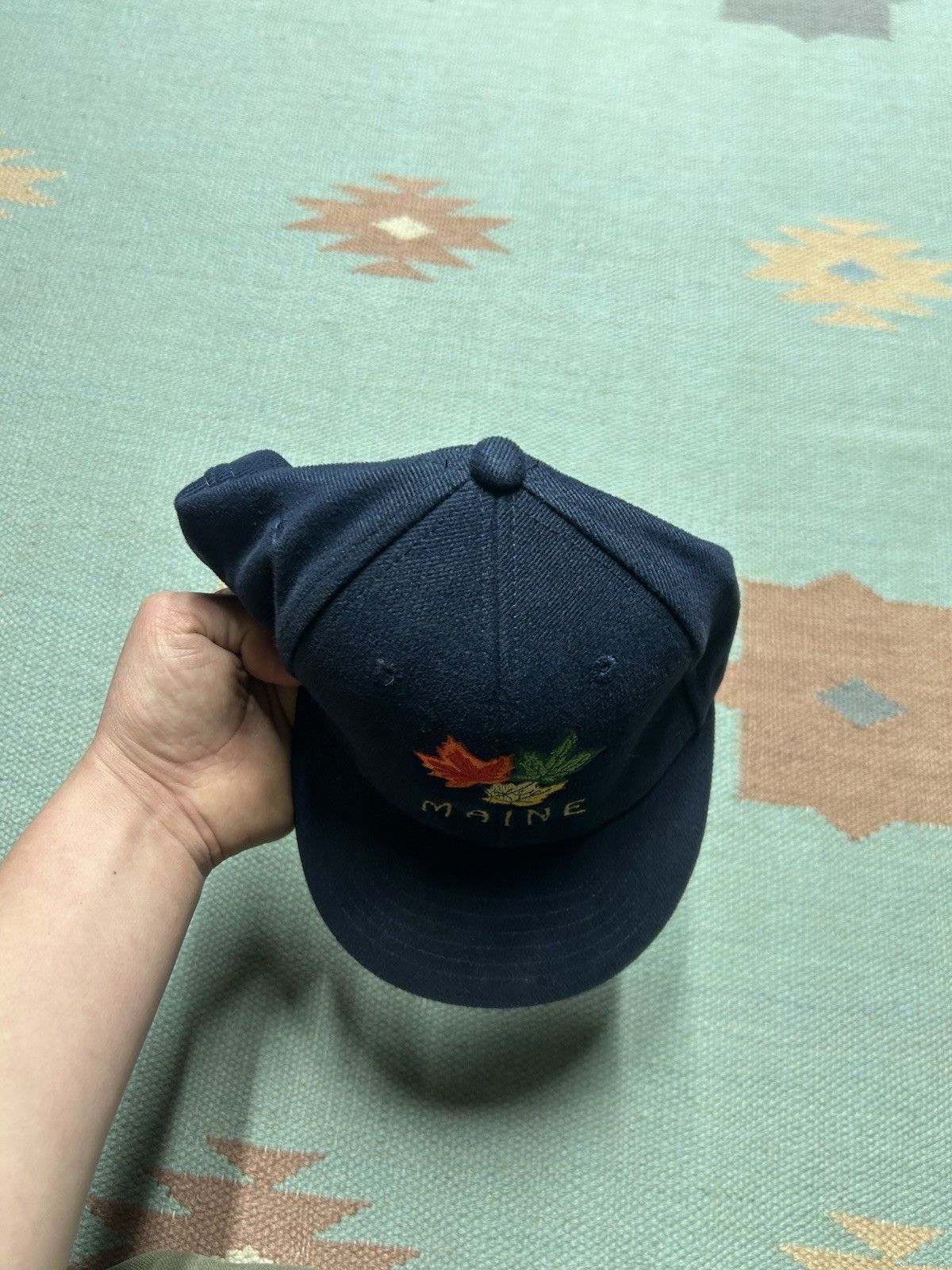 Vintage Vtg baseball hat fitted Maine autumn leaf spell out large Size ONE SIZE - 3 Thumbnail