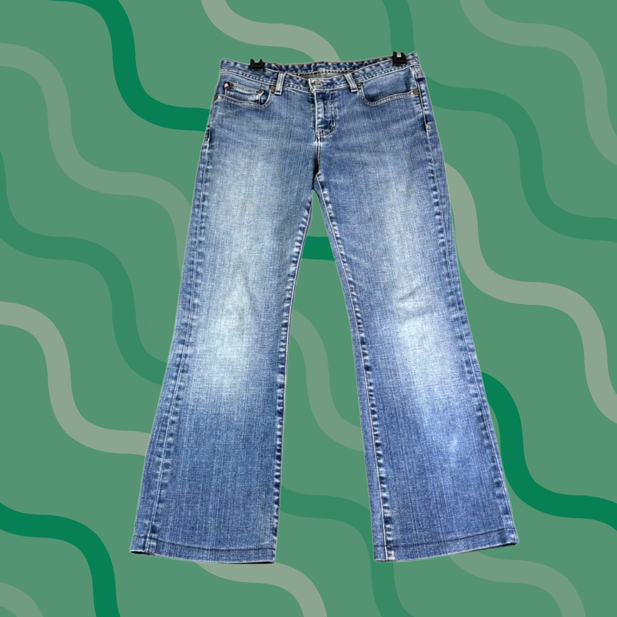 Vintage VINTAGE Polo Jeans Co Ralph Lauren Give-Kelly Flare Jeans Blue Wash 31x30 Low Rise Y2K Womens Jeans Size 24" / US 00 / IT 34 - 1 Thumbnail