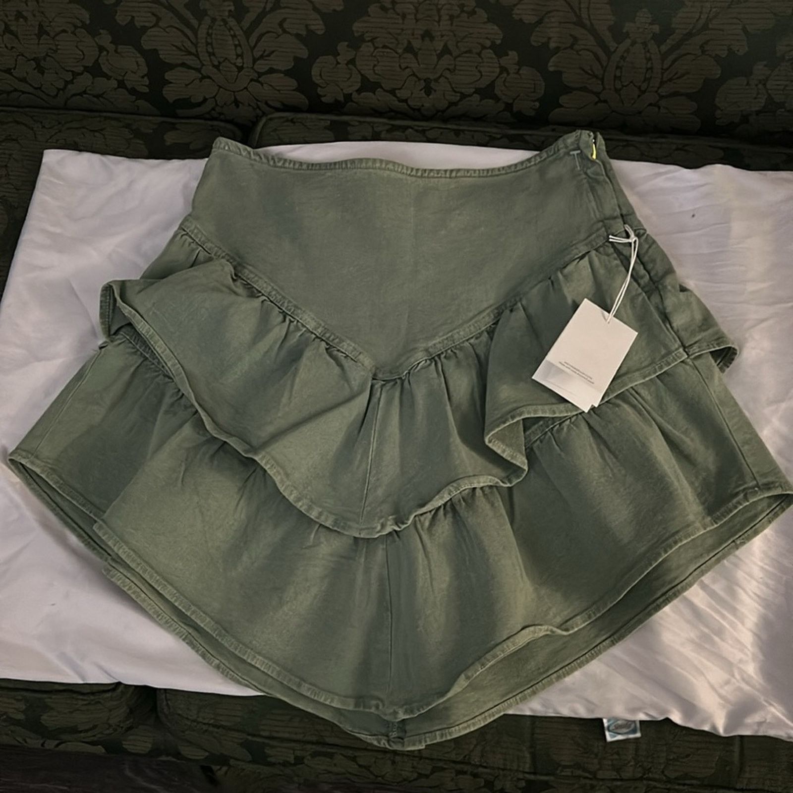 MOTHER MOTHER Denim The Ruffle Mini Skirt 30 NEW Loden Green Size 30" / US 8 / IT 44 - 3 Thumbnail