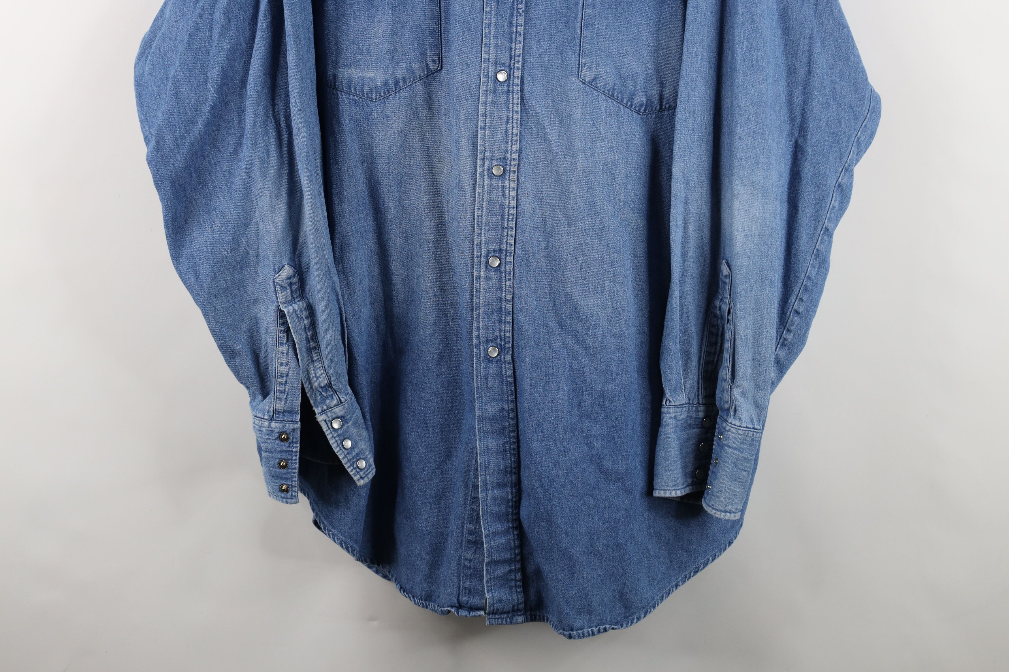 Vintage Vintage 90s Streetwear Cowboy Denim Jean Button Shirt Size US XXL / EU 58 / 5 - 3 Thumbnail