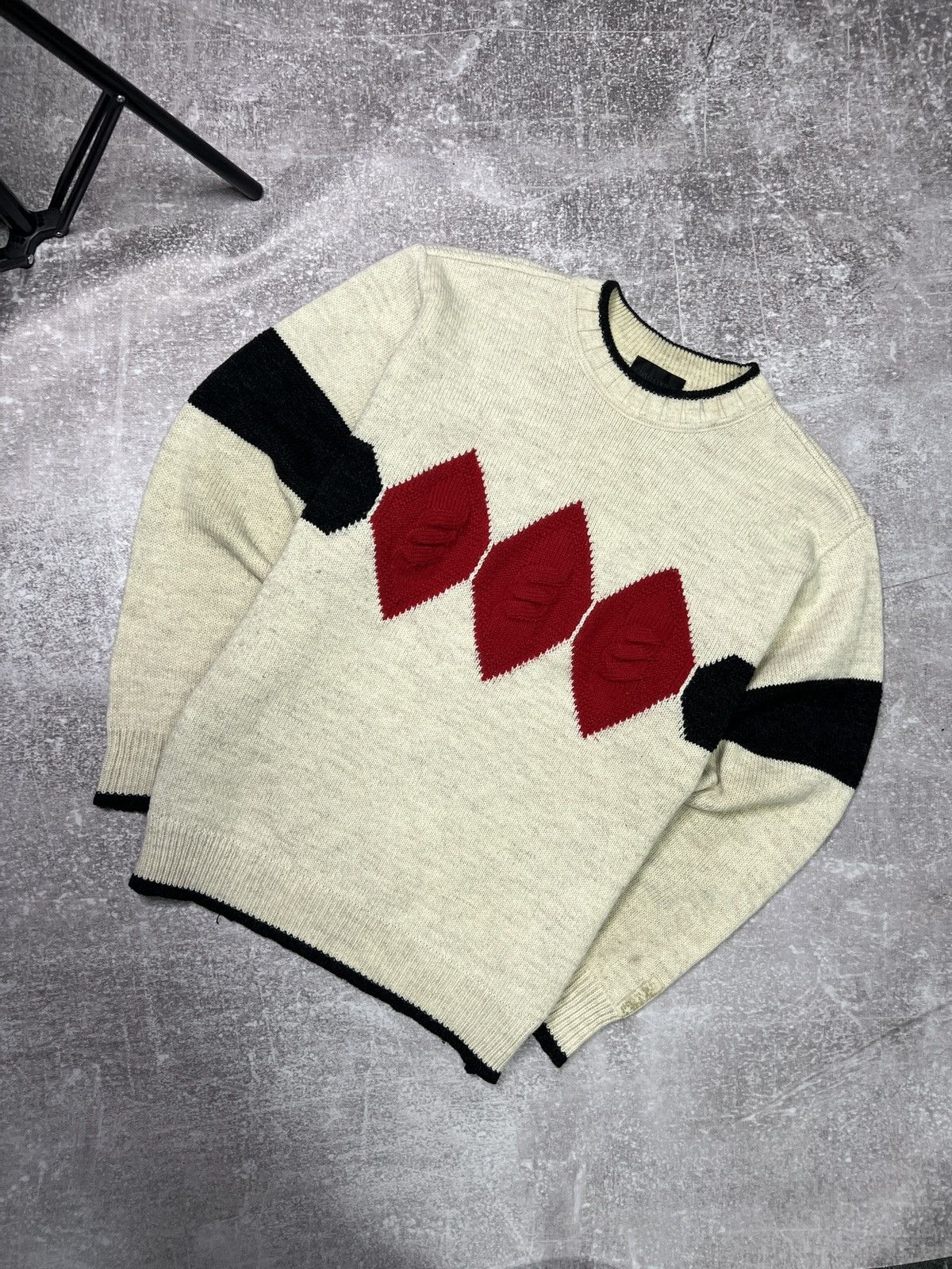 Carlo Colucci Carlo Colucci Vintage 3D Knit Wool Sweater Argyle Pattern Size US L / EU 52-54 / 3 - 1 Thumbnail