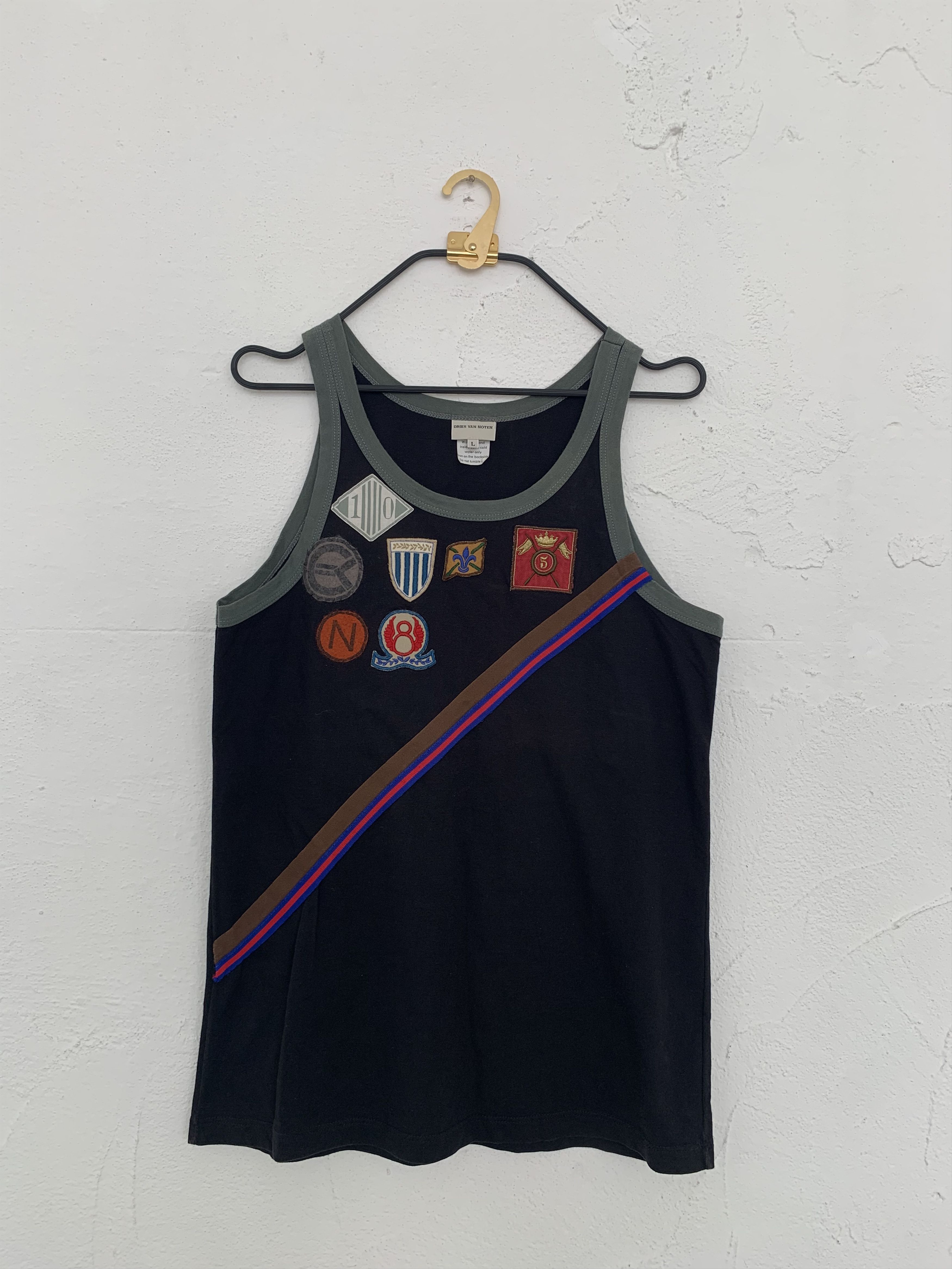 image of Dries Van Noten Tank Top From 2000' Men Collection Runway in Black (Size Large)