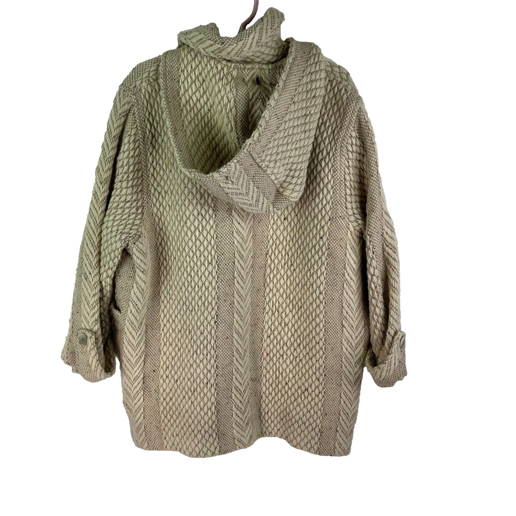Vintage Weavers Irish Wool Hooded Jacket Womens Size L Ivory Geometric Classic Fall Winter Size L / US 10 / IT 46 - 6 Thumbnail