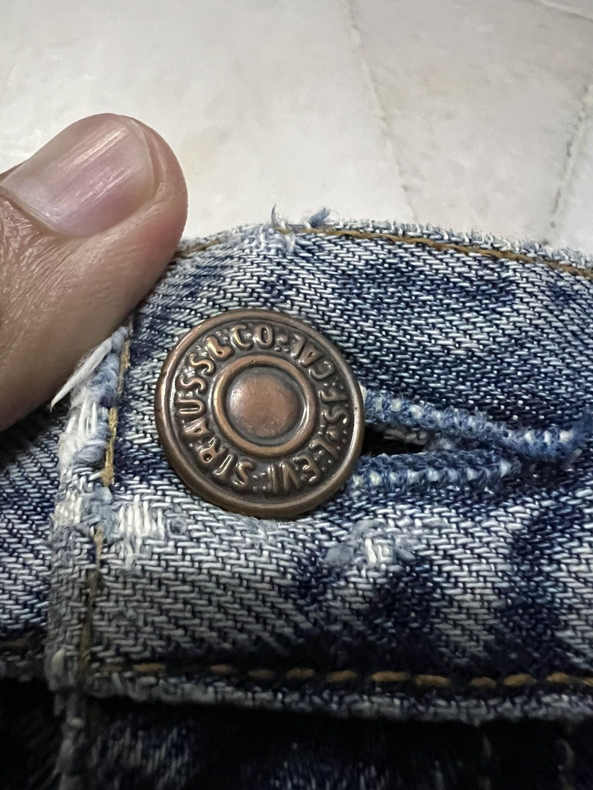 Levi's × Levi's Vintage Clothing 🌈90s Levis 512 Distress Light Wash Baggy Jean Size US 30 / EU 46 - 11 Thumbnail