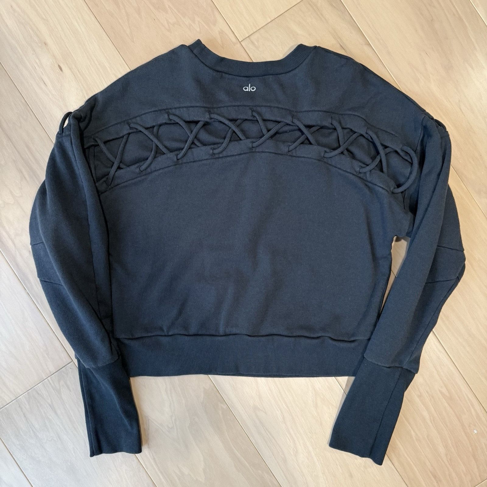 Alo Alo Yoga Hook Up Crew Women's M Dark Gray Athleisure Fleece Size M / US 6-8 / IT 42-44 - 7 Thumbnail