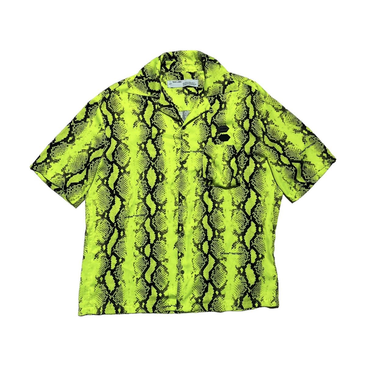 image of Off White x Virgil Abloh Python Snake Printed Relaxed Button Down in Green, Men's (Size 2XL)
