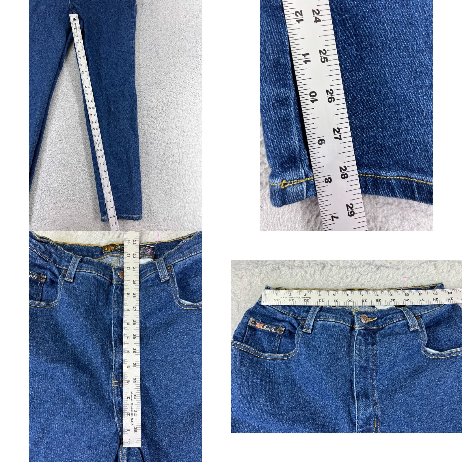 Route 66 VINTAGE Route 66 Jeans Teens Juniors High Rise 23x28 Denim Blue Slim Tapered 90s 5-Pocket Jeans Mens Womens Girls Size 36" / US 14 / IT 50 - 8 Thumbnail