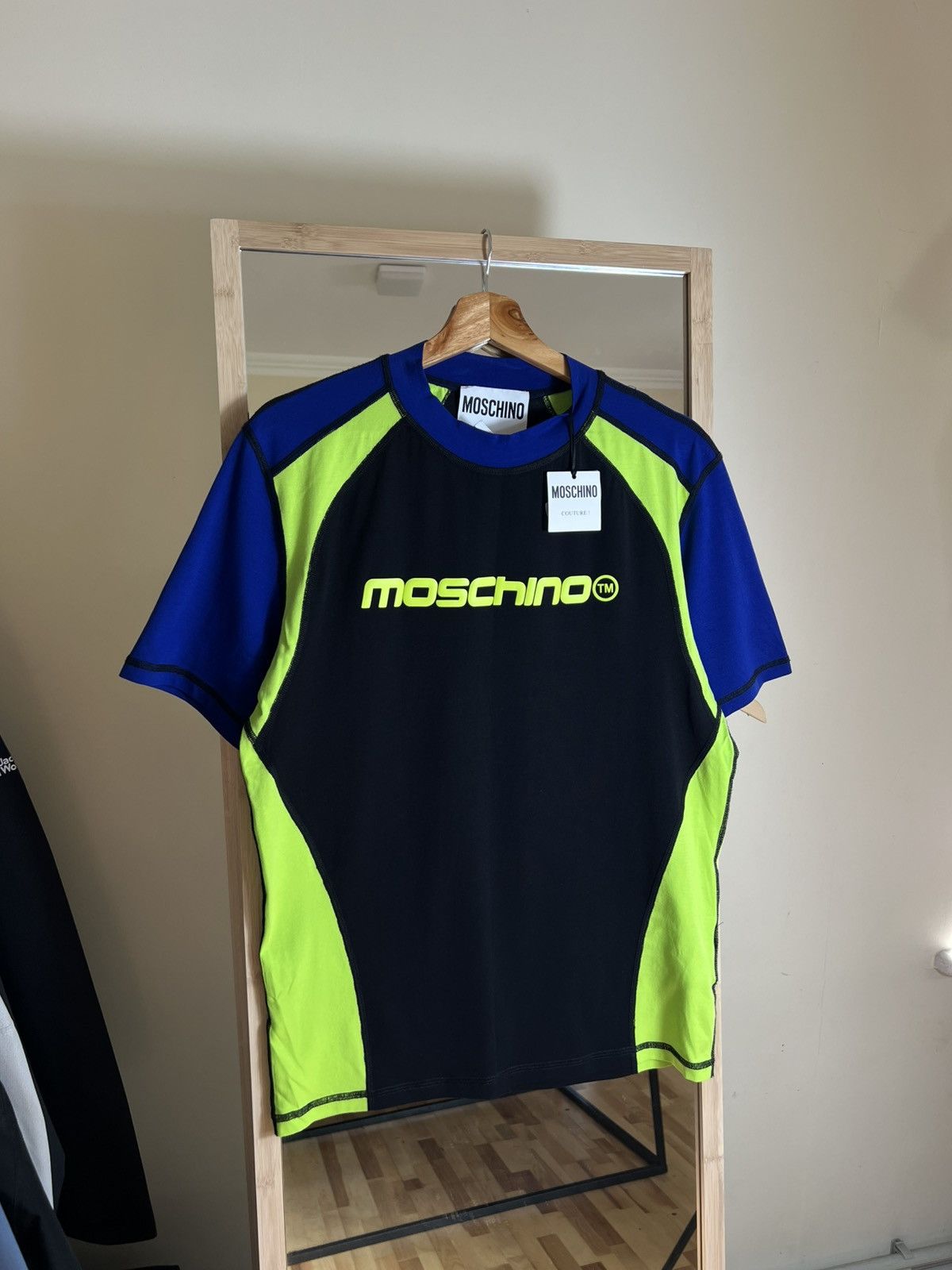 Moschino Couture T-Shirt Black Neon Logo Size M Y2K Rare