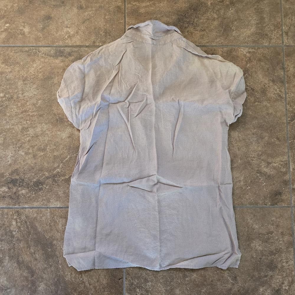 Designer Beige Button Detailed T&T Short Sleeve Size M / US 6-8 / IT 42-44 - 2 Thumbnail