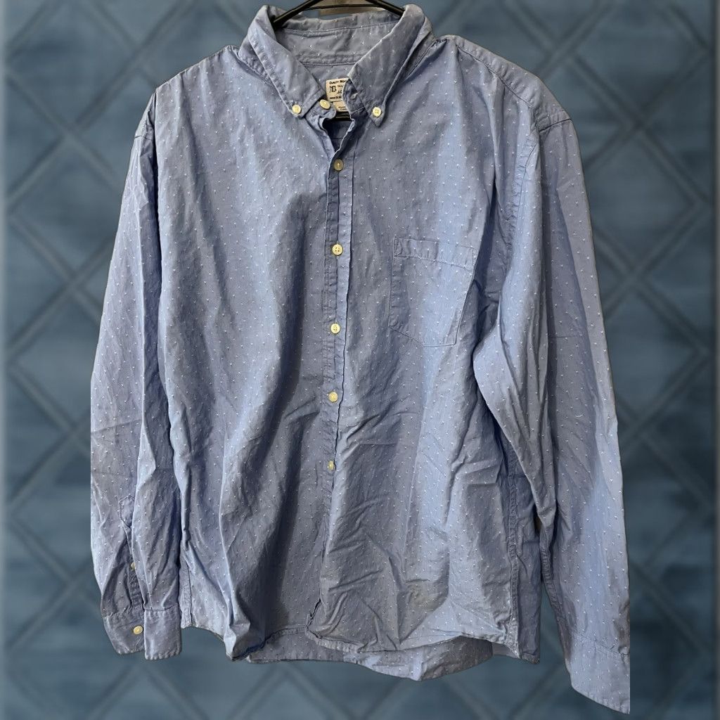 J.Crew VINTAGE J.CREW Shirt Adult XL Blue Polka Dot Button-Down Long Sleeve Slim Fit Mens Size US XL / EU 56 / 4 - 1 Thumbnail