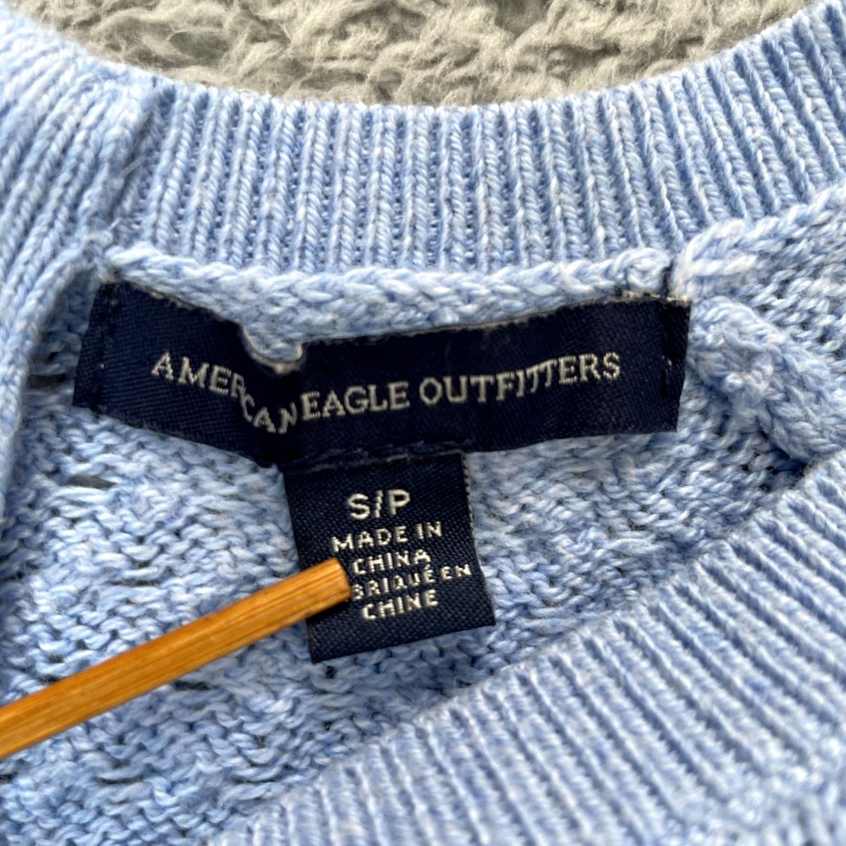 American Eagle Outfitters VINTAGE American Eagle Outfitters Sweater Womens Small Blue Wool Blend Basket Weave Knit Size S / US 4 / IT 40 - 3 Thumbnail