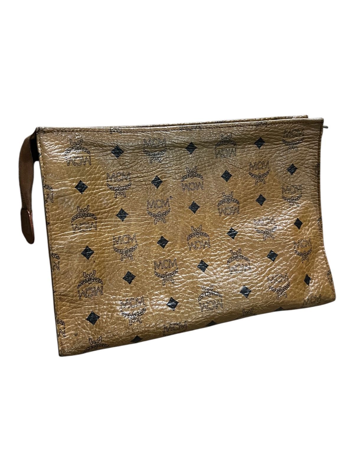 MCM MCM Monogram Visetos Cognac Brown Clutch Pouch Bag Size ONE SIZE - 3 Thumbnail