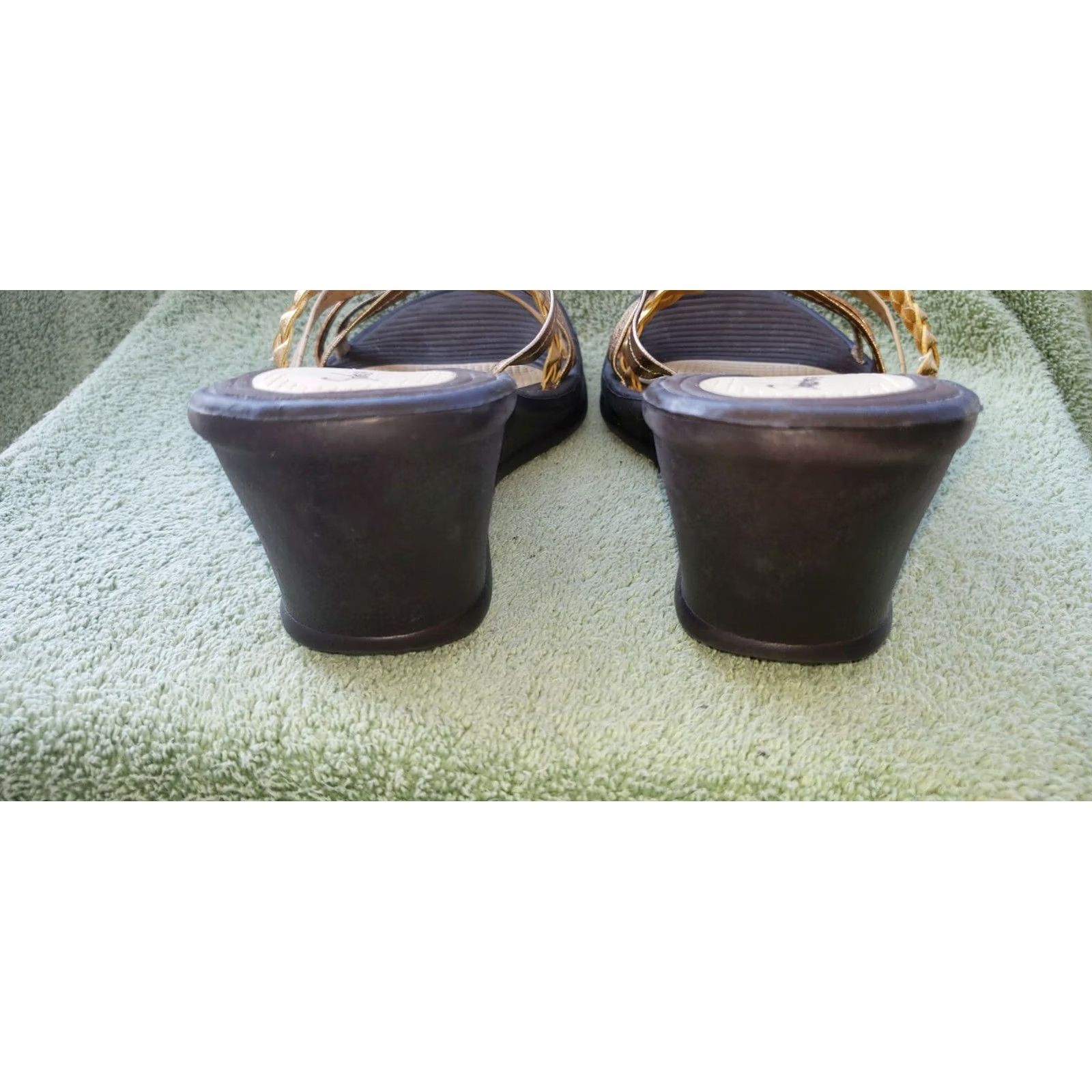 SKECHERS Skechers Women's Wedge Slide Sandal Size 10M Gold Multi-Crossovers 2.25" Wedge Heel Size US 8 / IT 38 - 6 Thumbnail
