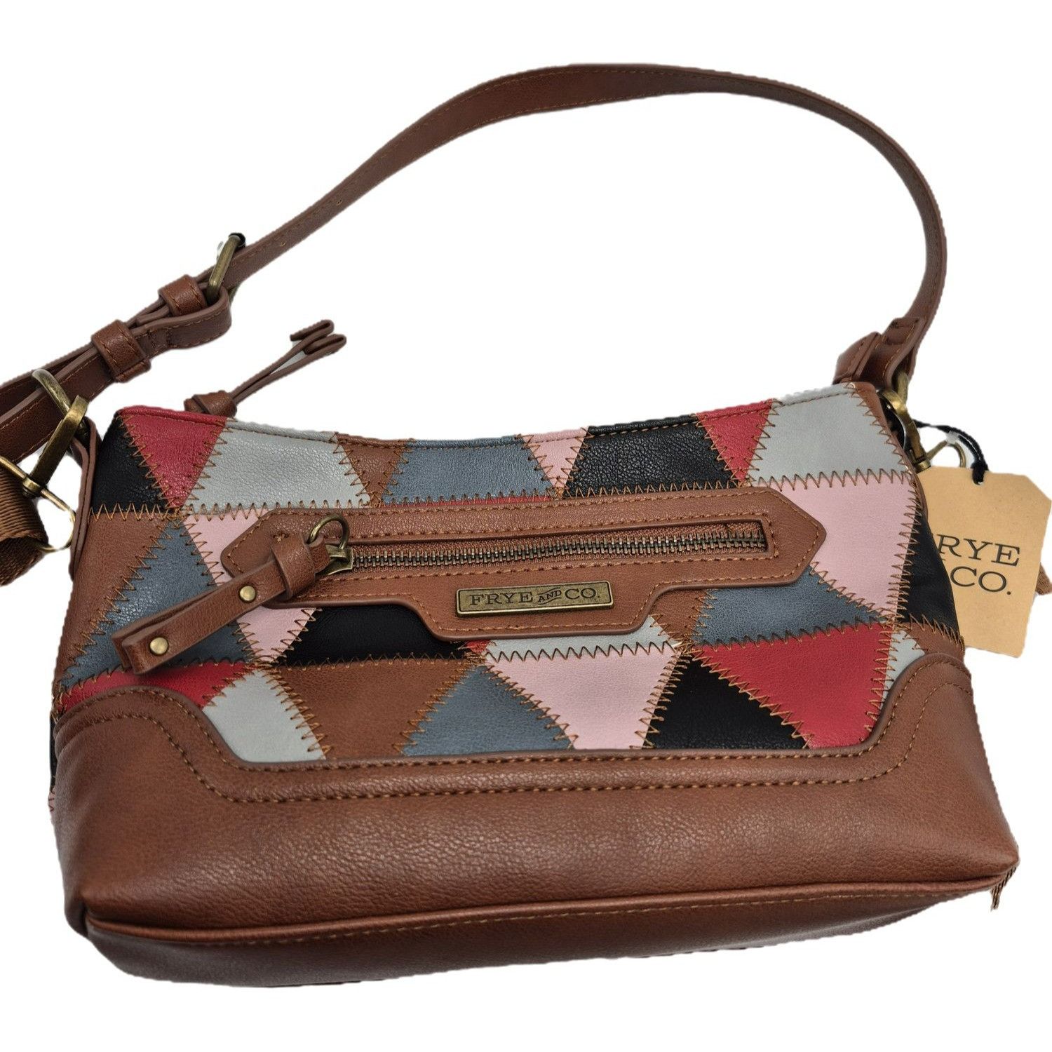 Frye Frye & Co. Geometric Patchwork Leather Crossbody Shoulderbag Size ONE SIZE - 2 Thumbnail