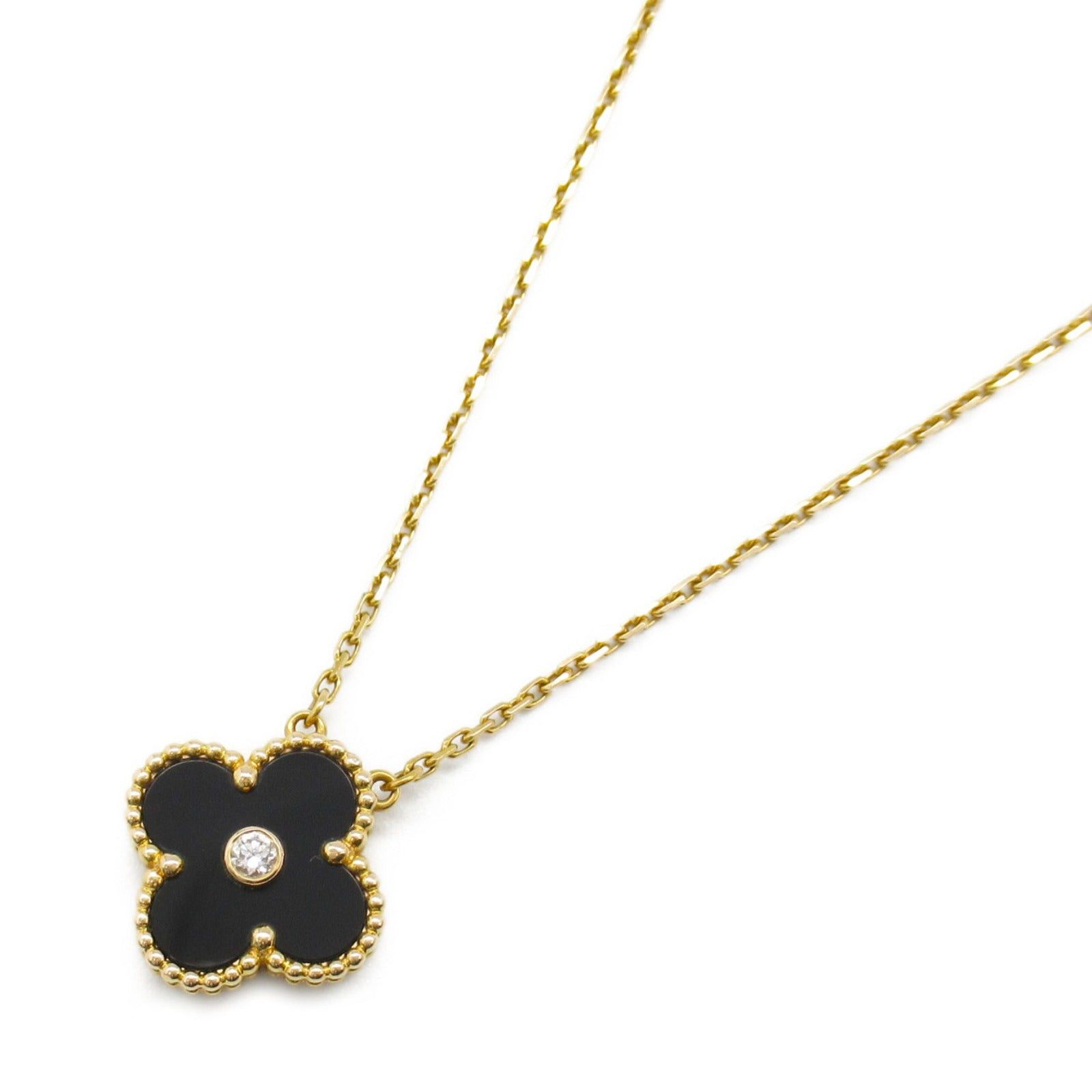 Van Cleef & Arpels Van Cleef Arpels Alhambra Necklace K18 (Yellow Gold) Diamond Onyx Black Clear Size ONE SIZE - 1 Thumbnail