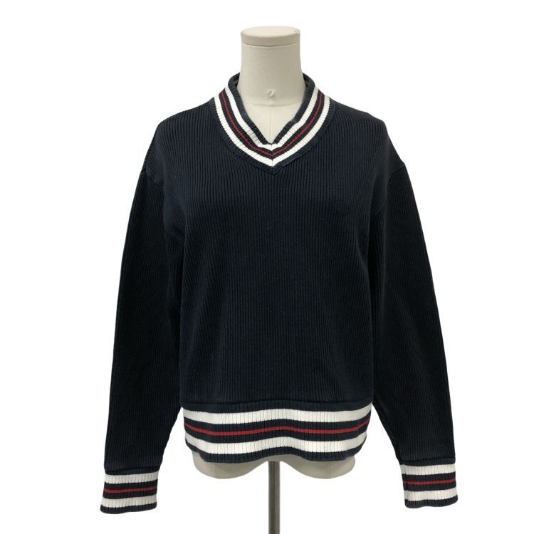Thom Browne Thom Browne Striped V-Neck Sweater Blue Size 2 Size US M / EU 48-50 / 2 - 1 Thumbnail