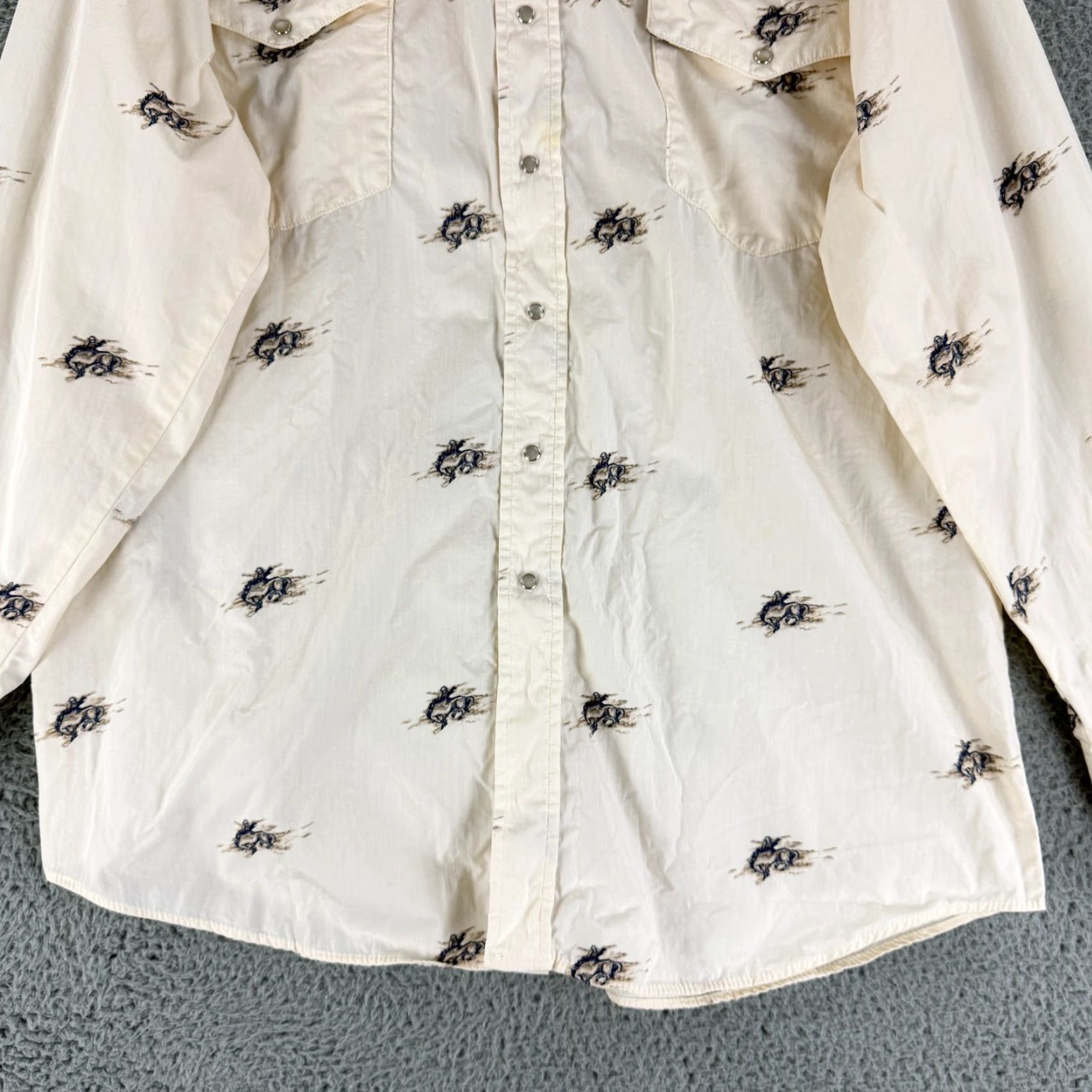 Roper VINTAGE Roper Shirt Mens XL Button-Up western ivory horse bucking print casual Size US XL / EU 56 / 4 - 5 Thumbnail