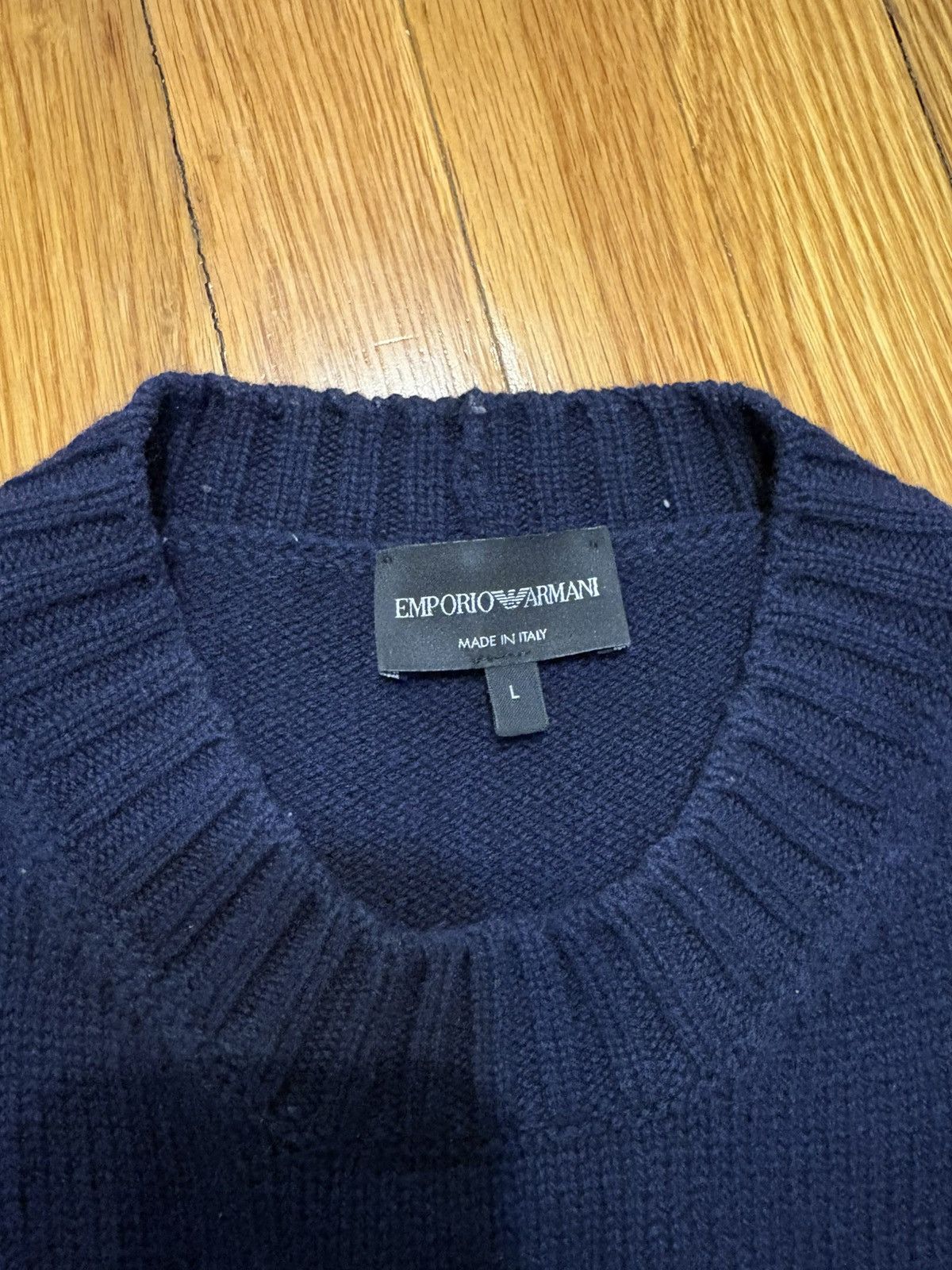 Armani Emporio Armani patterned navy sweater Size US L / EU 52-54 / 3 - 3 Thumbnail