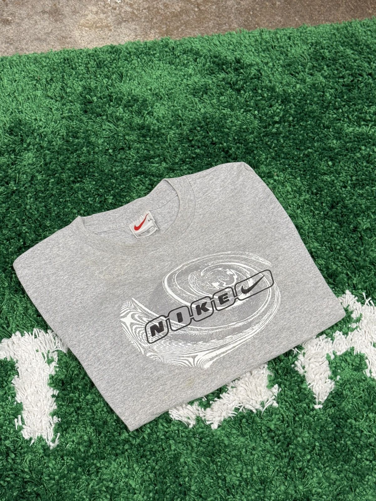 Vintage Nike Fossil Swoosh Logo Tee 2XL XXL Grey