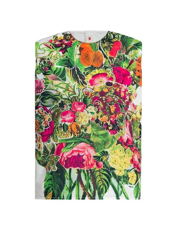 oc11z0525 Sleeveless Floral Crop Top in Multicolor