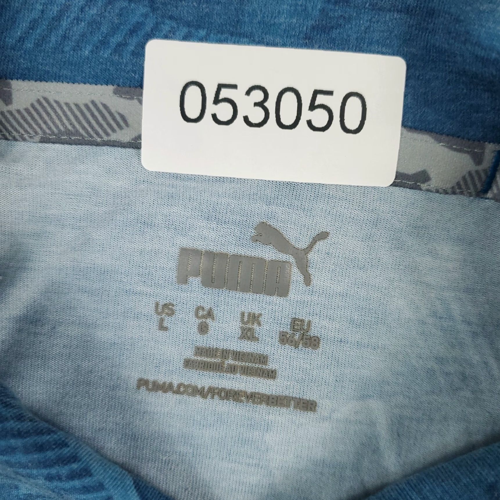 Puma PUMA Polo Shirt Mens Large Blue Camouflage Cotton Casual Short Sleeve Adult Polo Shirt Polo Camouflage Blue Men's L Size US L / EU 52-54 / 3 - 6 Thumbnail