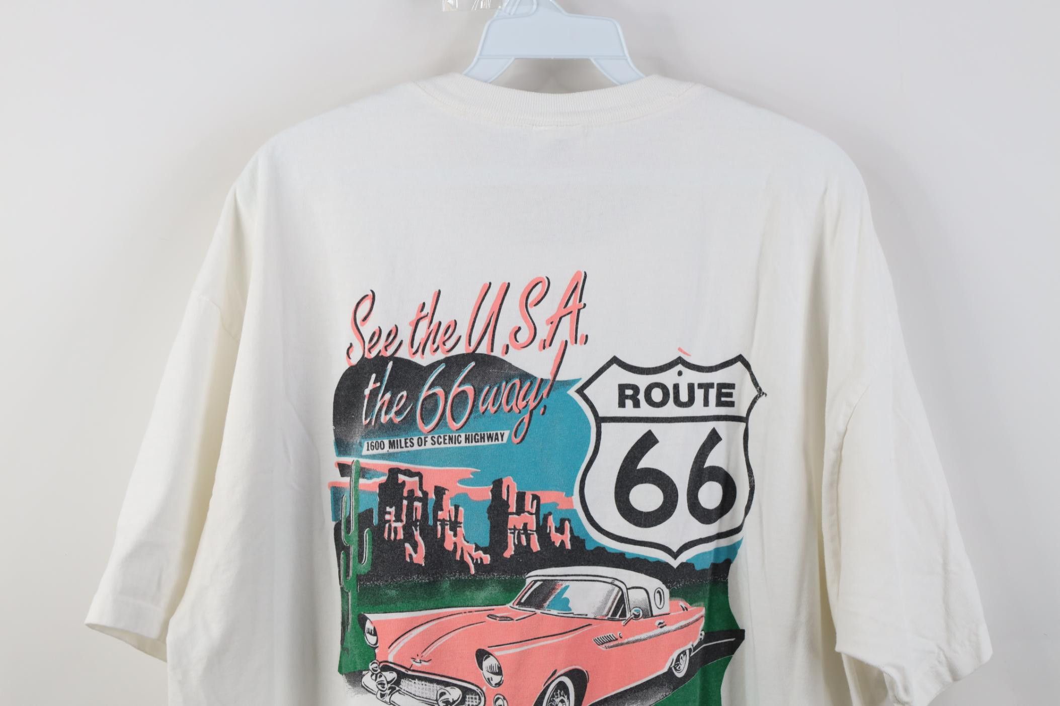 Vintage Vintage 90s Y2K Route 66 Highway Short Sleeve T-Shirt White Size US XL / EU 56 / 4 - 12 Thumbnail