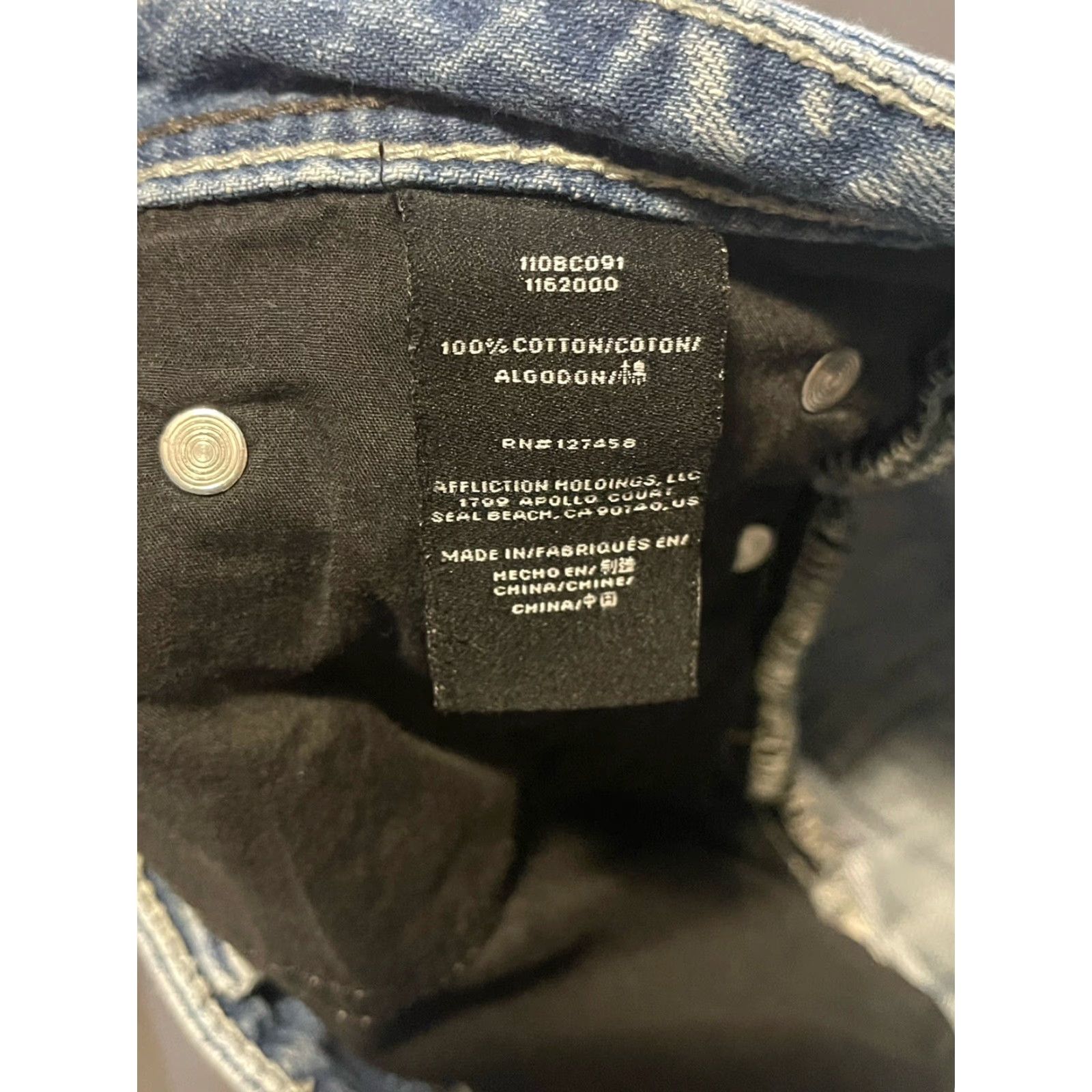Affliction AFFLICTION Cooper Distressed Straight Jeans 34x33 Blue Biker Mens Size US 34 / EU 50 - 7 Thumbnail