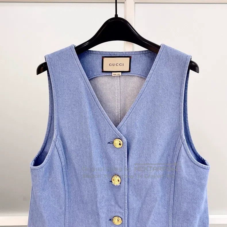 Gucci Gucci Blue horse buckle single-breasted denim dress Size M / US 6-8 / IT 42-44 - 2 Thumbnail