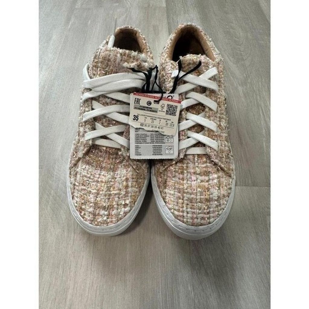 Zara Zara Tweed Sequins Banana Embellished Sneakers Women 5 US EU Size US 5 / IT 35 - 4 Thumbnail