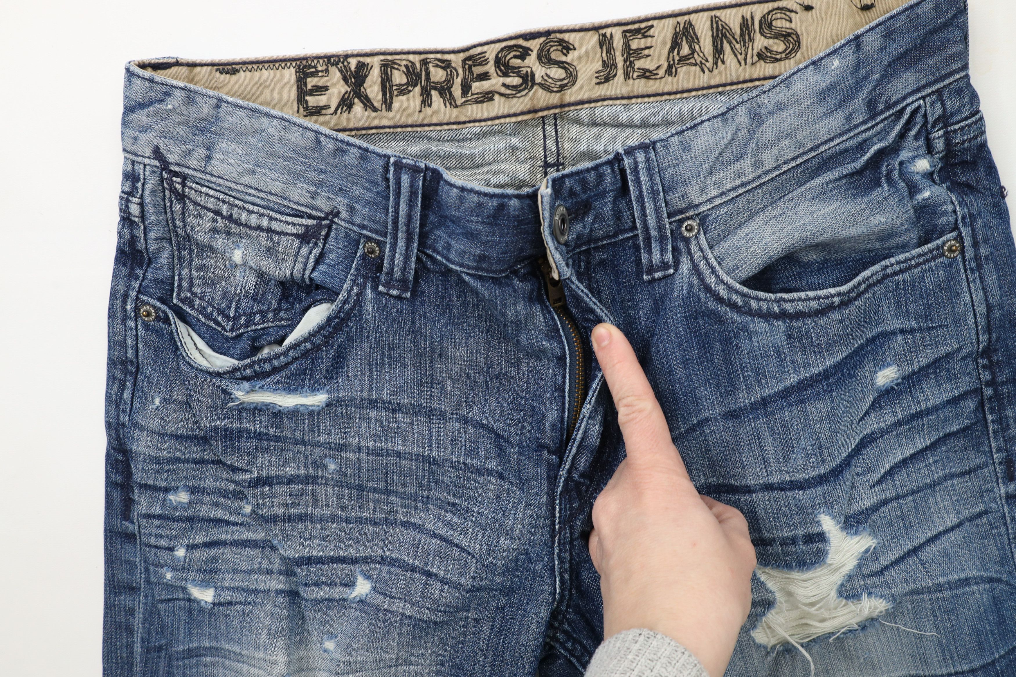 Express × Vintage Express Rocco Slim Fit Low Rise Boot Cut Denim Jeans Blue Size US 33 - 7 Thumbnail