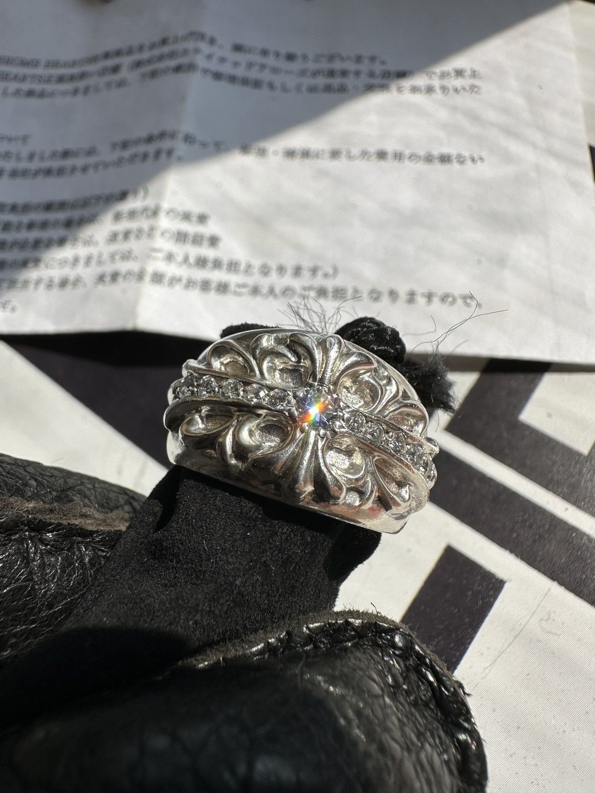 Chrome Hearts Chrome Hearts Rhodium Pave Diamond Floral Cross Ring Grailed