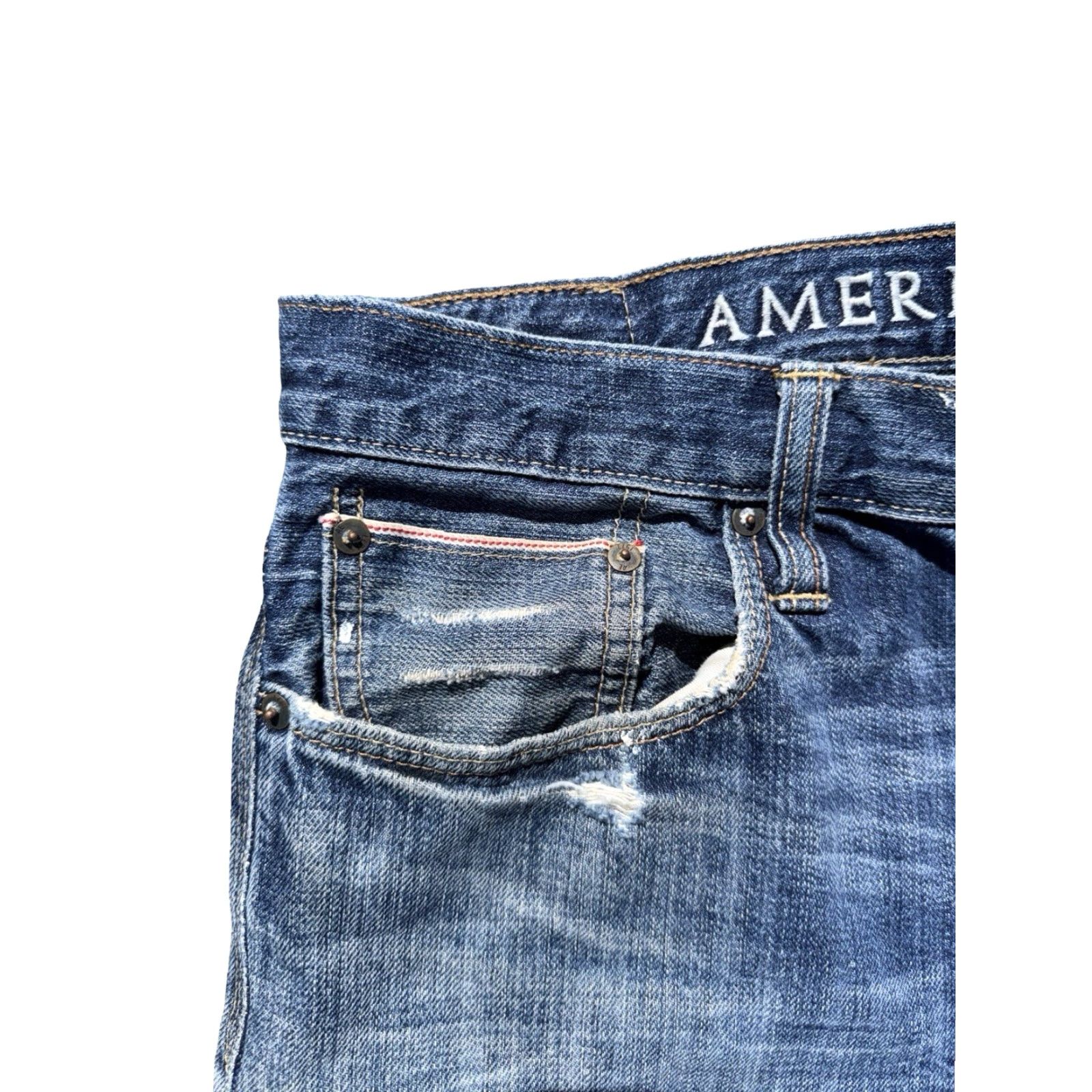 American Eagle Outfitters American Eagle Jeans - 31 x 32 - Buckle Back Selvedge - Blue - Men - Regular - Straight - Size 31 Inseam 32 Size US 31 - 6 Thumbnail