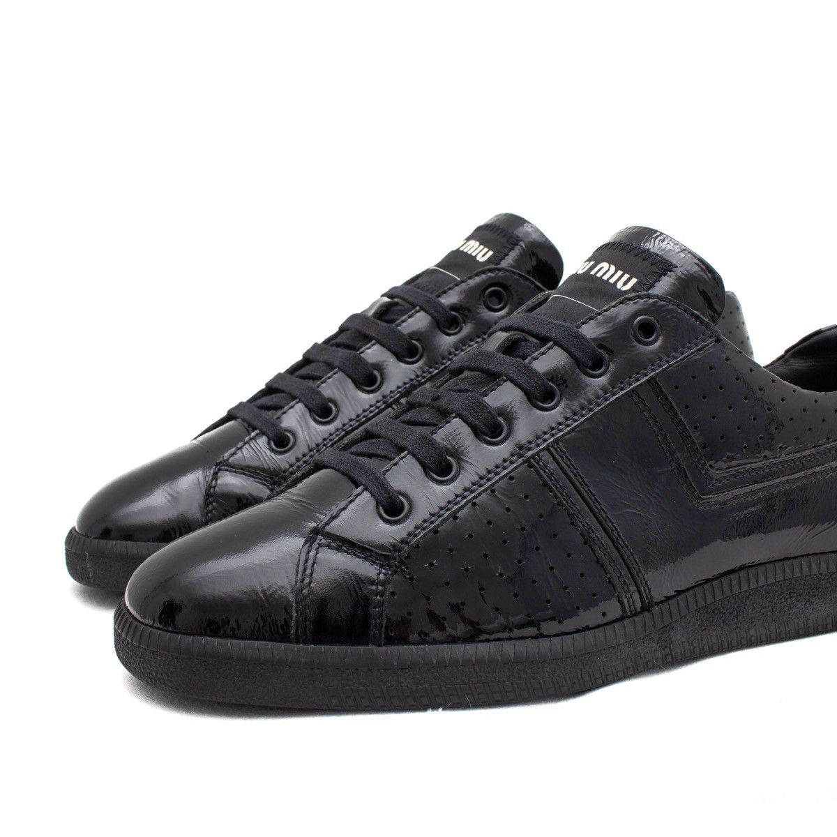 Miu Miu × Prada RARE MIU MIU GAT Patient Leather Low Top Sneaker Black US:9 Size US 9 / EU 42 - 9 Thumbnail