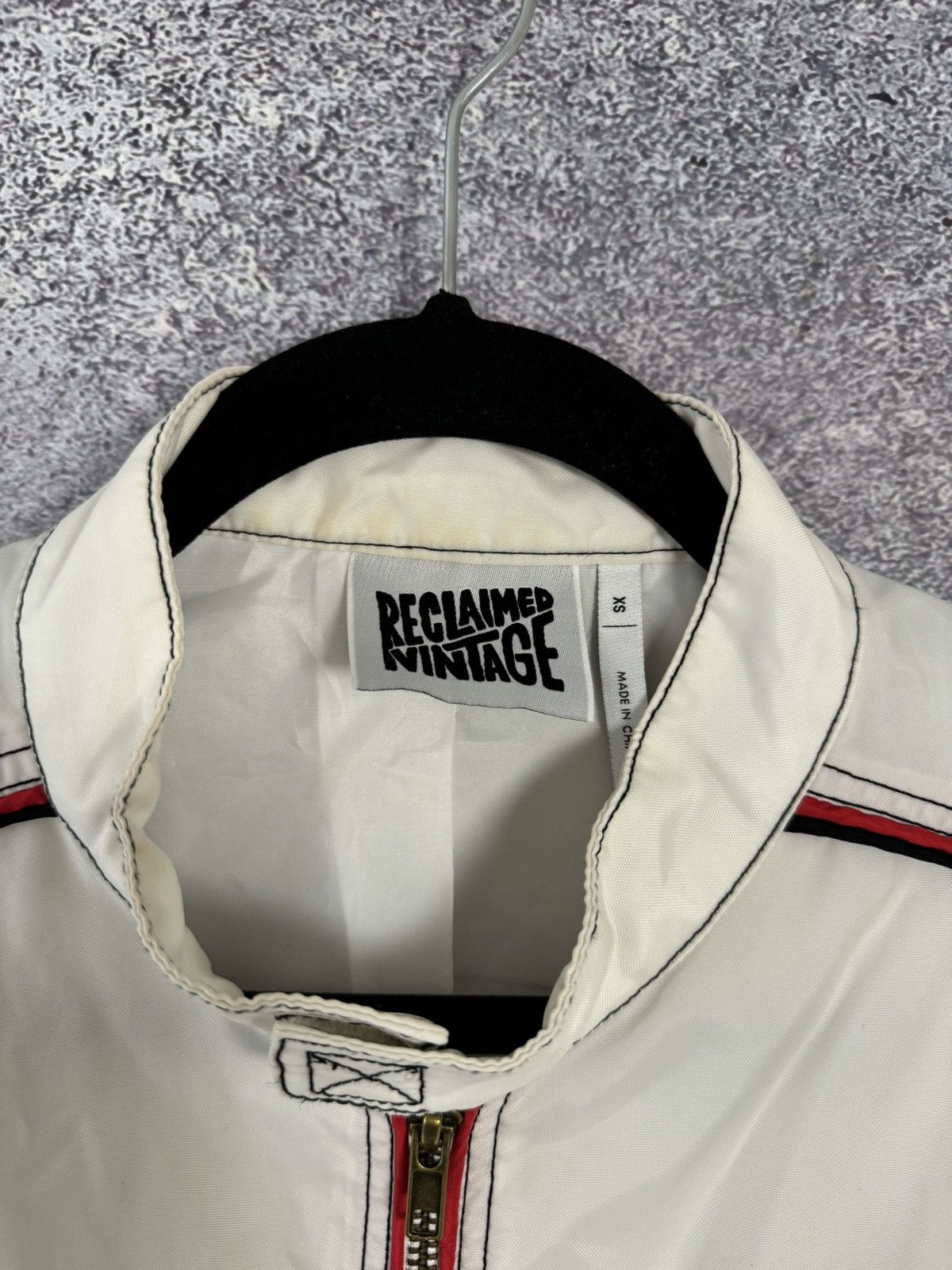 Vintage Reclaimed Vintage Biker Jacket Nylon White Men’s XS size Size US XS / EU 42 / 0 - 12 Thumbnail