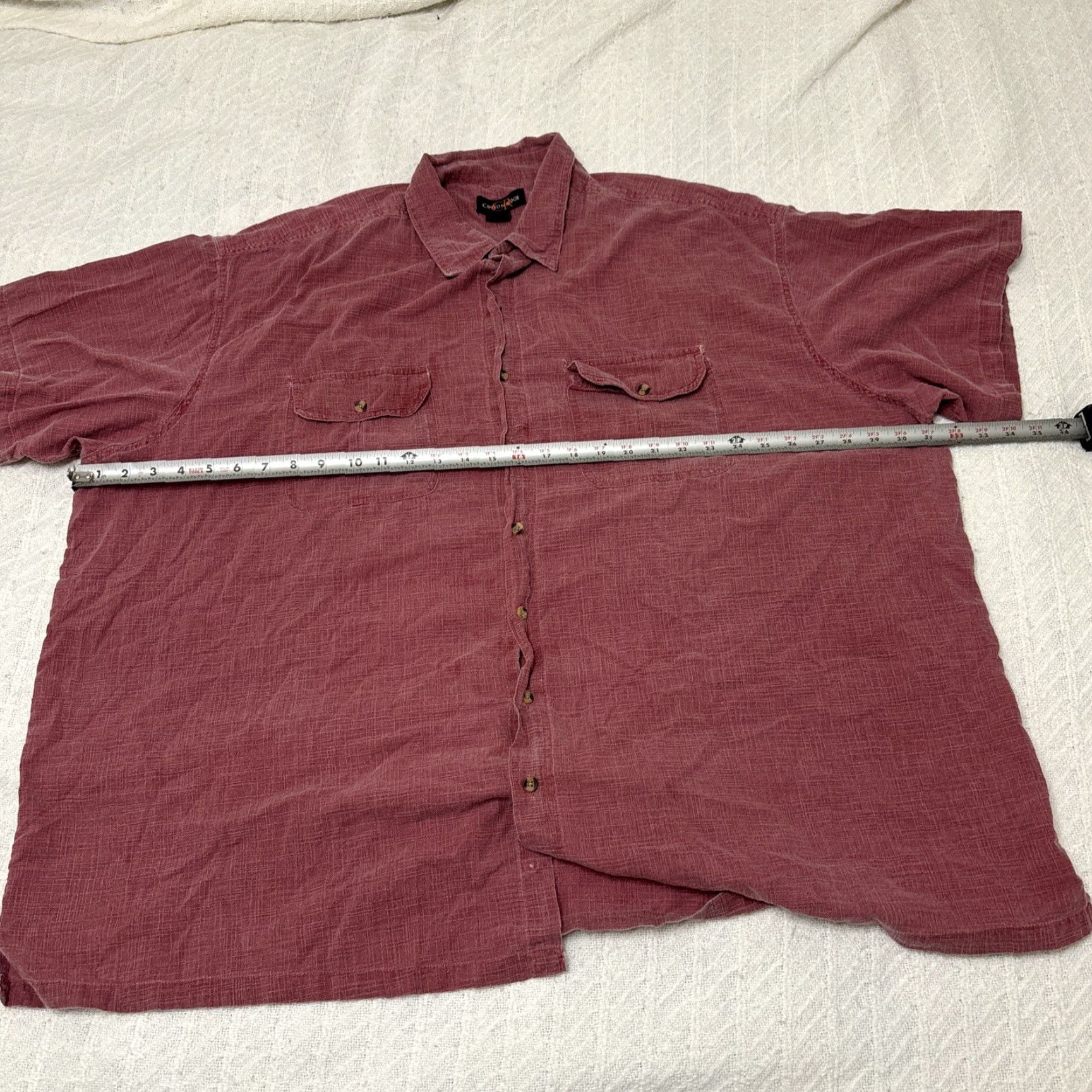 Vintage Canyon Ridge Button-Up Shirt Men’s 4XL Burgundy Lightweight Cotton Pocket Short Sleeve Shirt Size US XXL / EU 58 / 5 - 5 Thumbnail