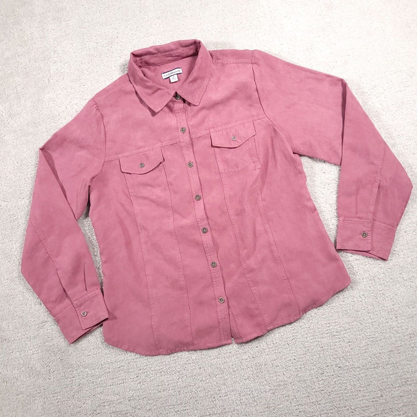 Croft & Barrow Croft & Barrow Button-Up Shirt Jacket Womens Medium Pink Lined Suede Faux Shirt Jacket Button Up Shirt Jacket Mens? Size M / US 6-8 / IT 42-44 - 2 Thumbnail