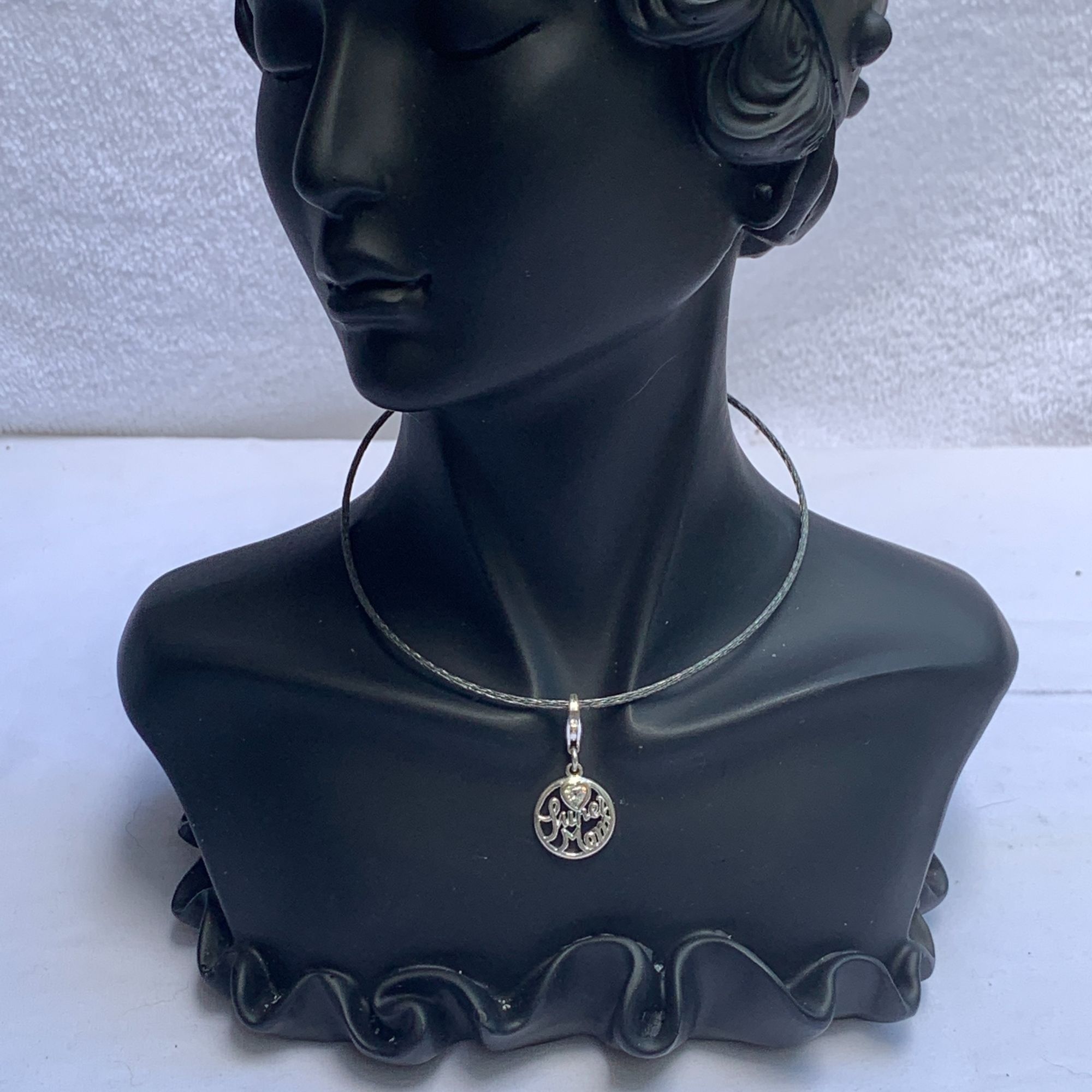 Designer Silver "June Mom" Charm With Lobster Clasp & Rhinestone Hea Size ONE SIZE - 7 Thumbnail