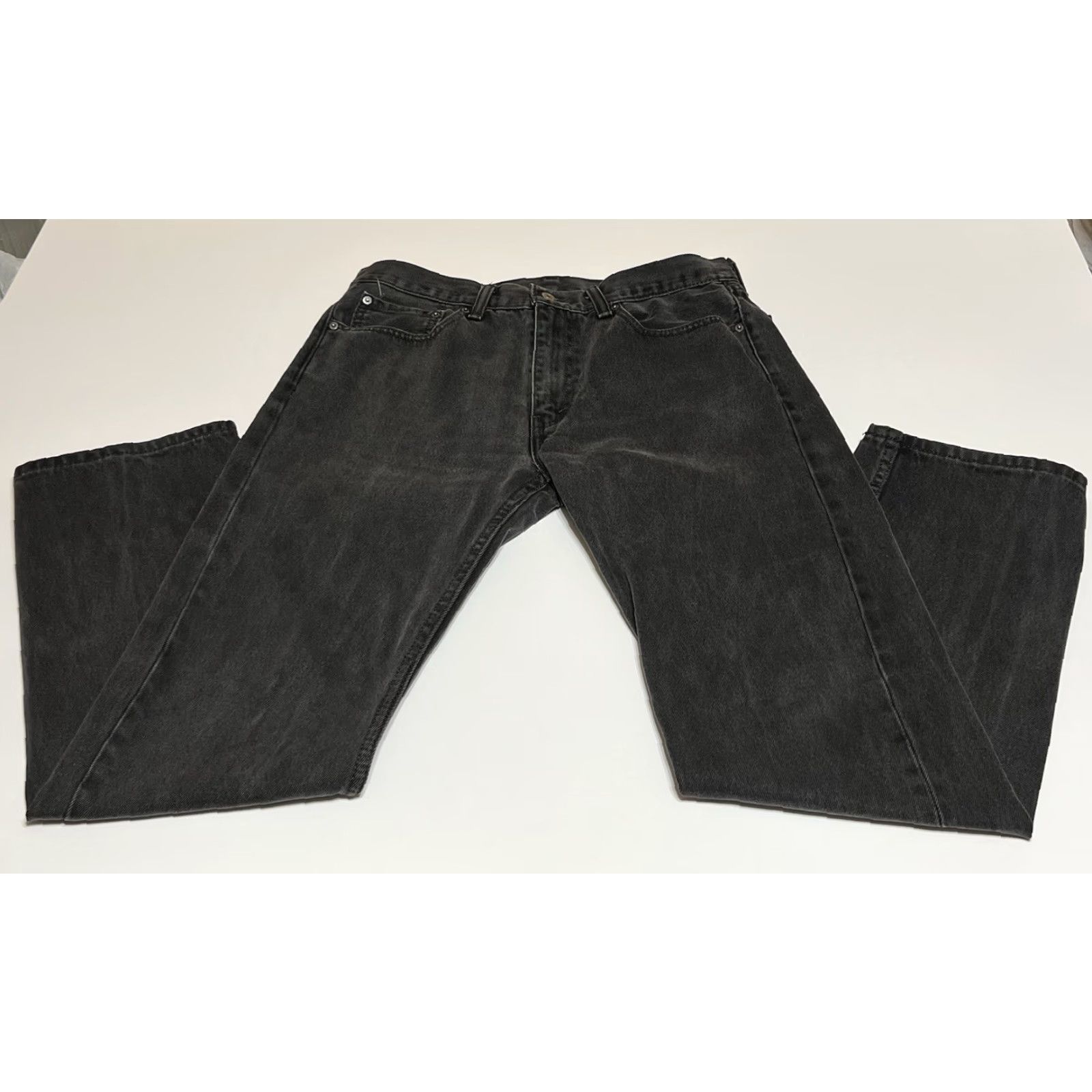 Levi's Levi's 505 Jeans Mens 34x32 Straight Black Wash Denim Regular Mid Rise Belt Loops 5-Pocket Logo Zipper Size US 34 / EU 50 - 2 Thumbnail