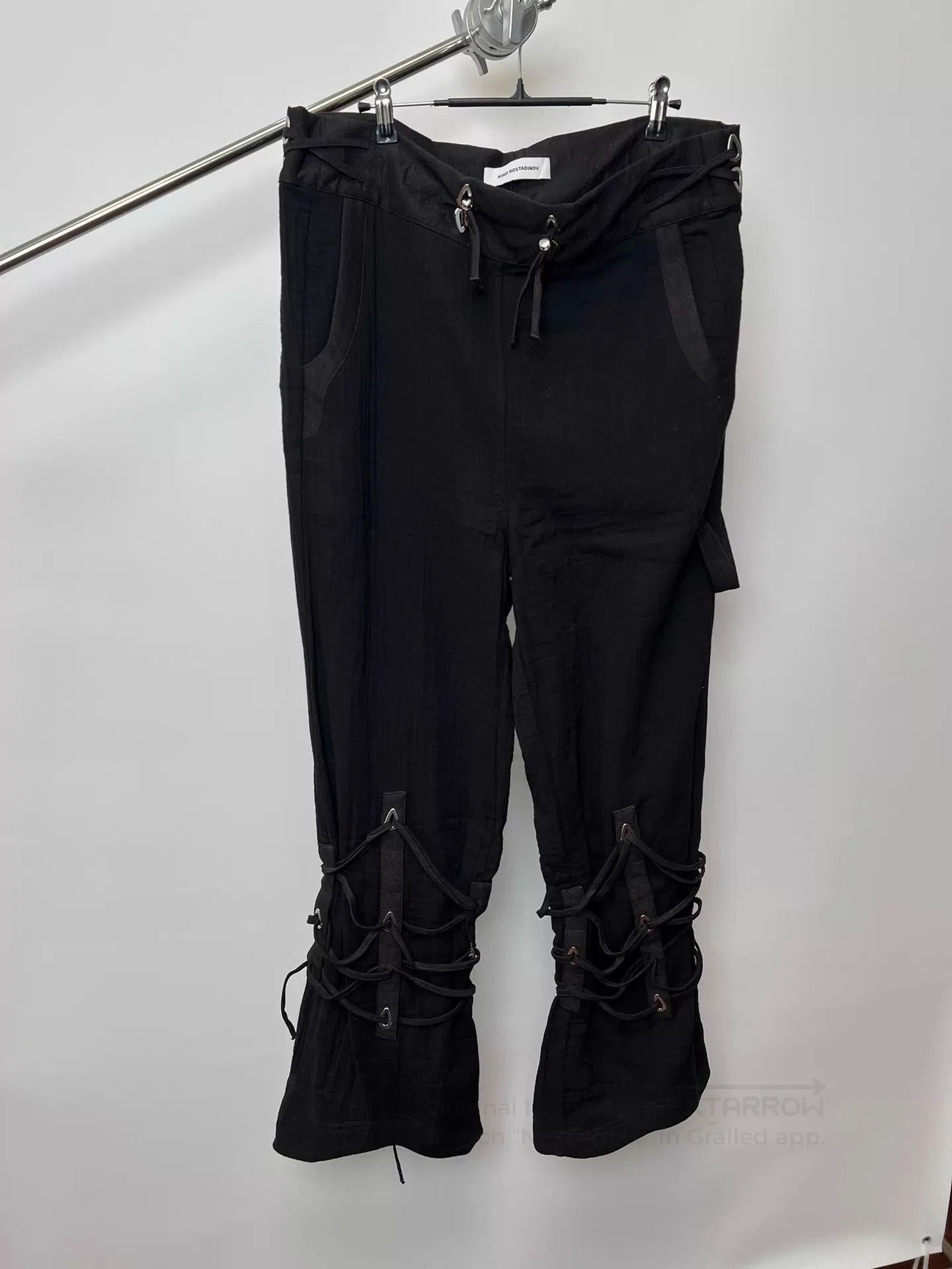 Kiko Kostadinov Black Casual Pants with Lace-Up Ankle Detail Size 32. Size US 32 / EU 48 - 2 Thumbnail