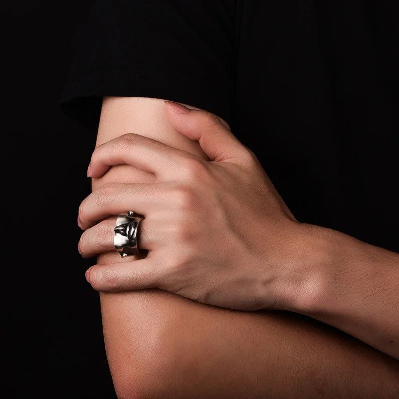 Vintage Retro Half Face Ring Size ONE SIZE - 4 Thumbnail